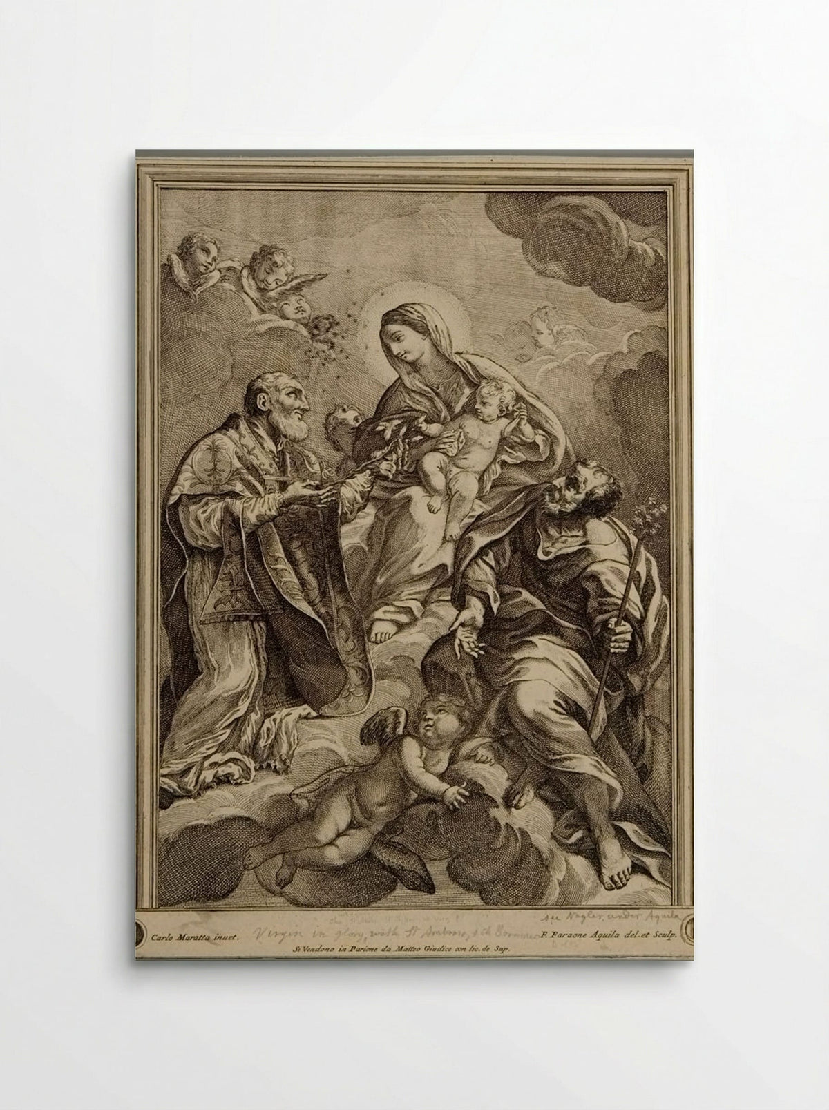 Madonna and Child in Clouds with Saints - Francesco Faraone Aquila - Poster