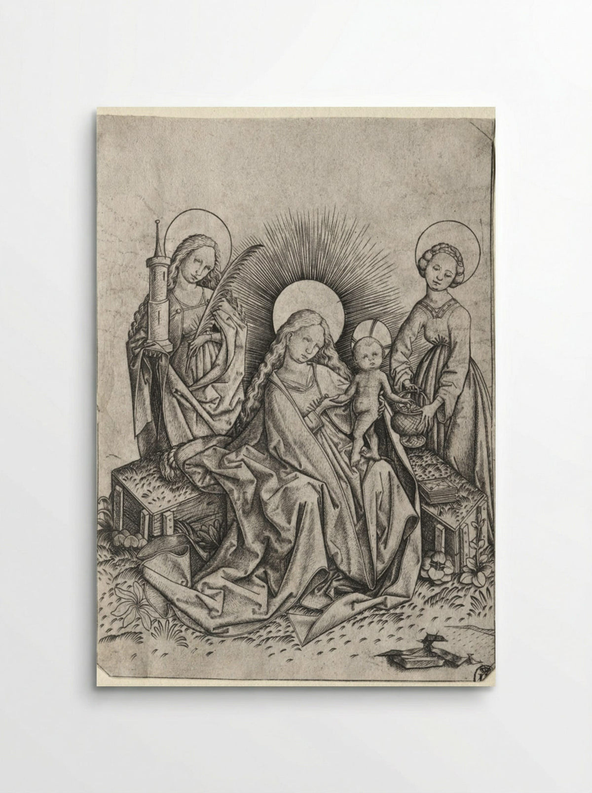 Madonna and Child in a Garden between St. Barbara and St. Dorothy - Master ES - Poster