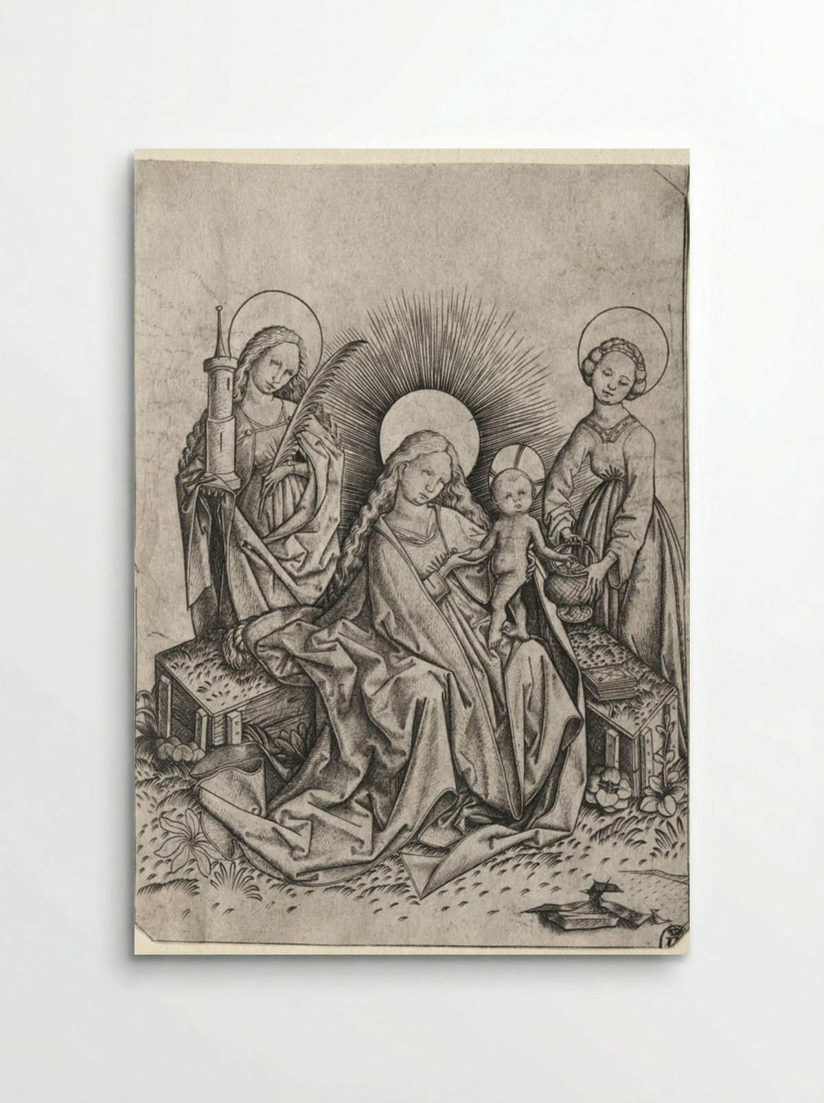 Madonna and Child in a Garden between St. Barbara and St. Dorothy - Master ES - Poster