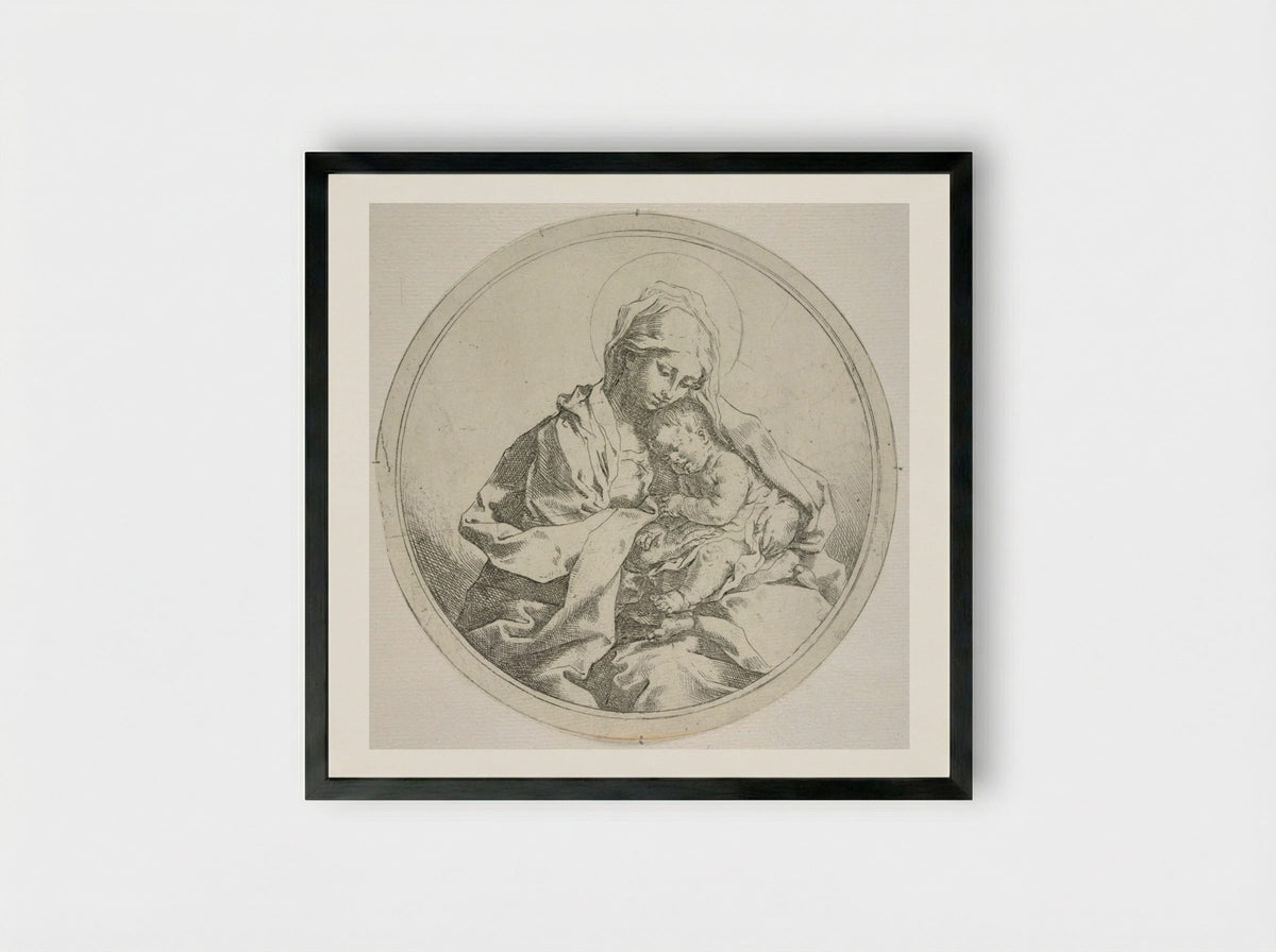 Madonna and Child in the Round - Guido Reni - Framed Print Black