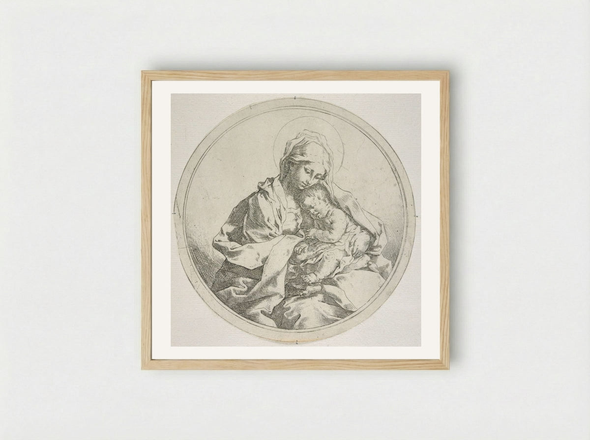 Madonna and Child in the Round - Guido Reni - Framed Print Wood