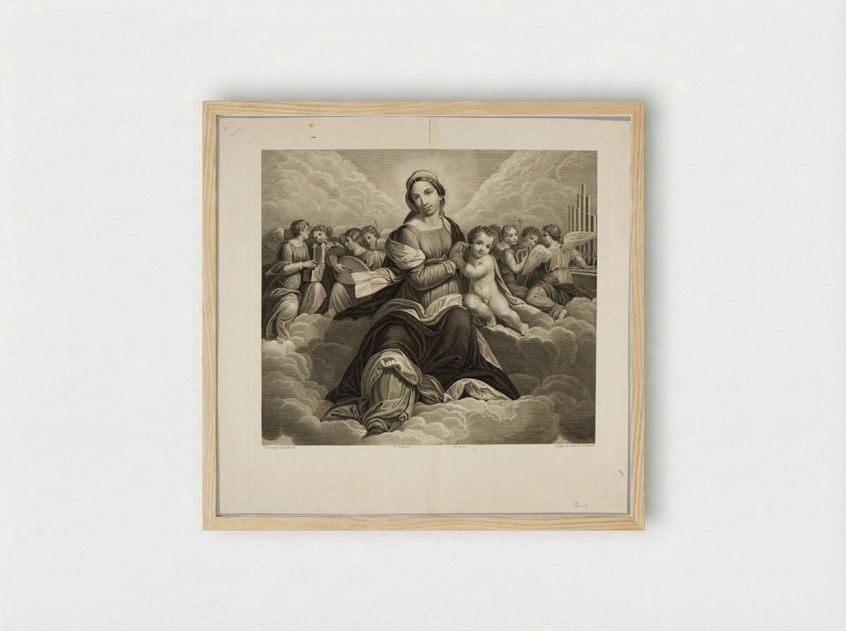 Madonna and Child with Angels - Carlo della Rocca - Framed Print Wood