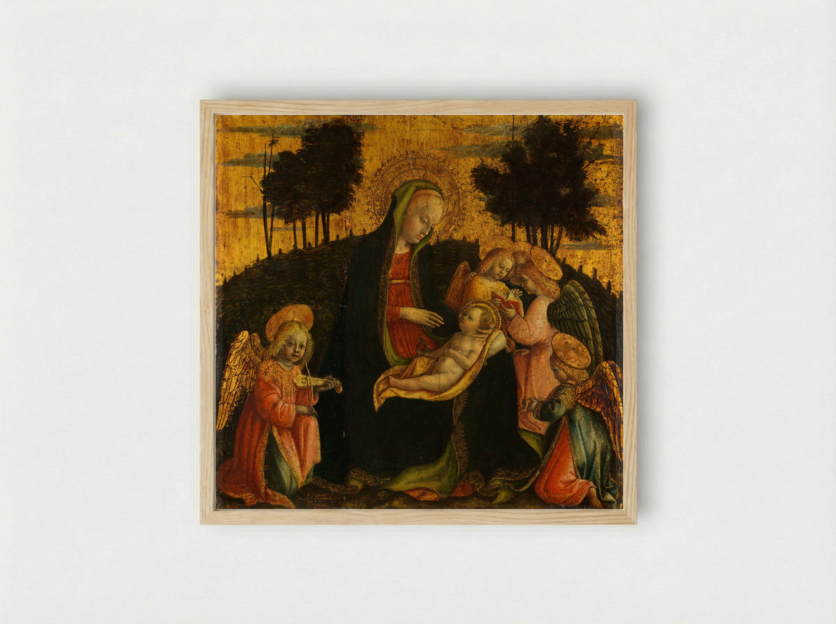 Madonna and Child with Angels - Vincenzo Foppa - Framed Print Wood