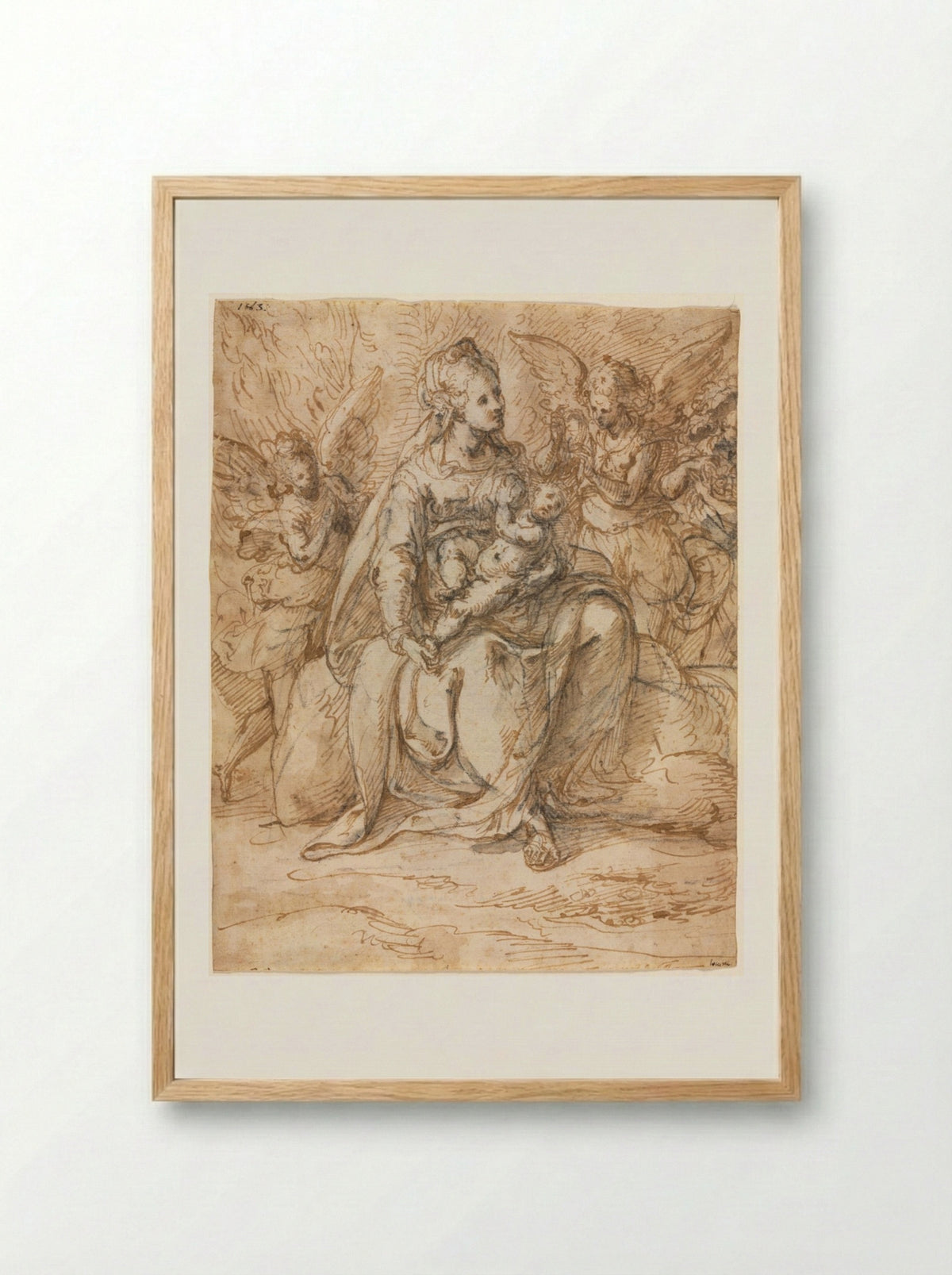 Madonna and Child with Angels - Aurelio Luini - Framed Print Wood