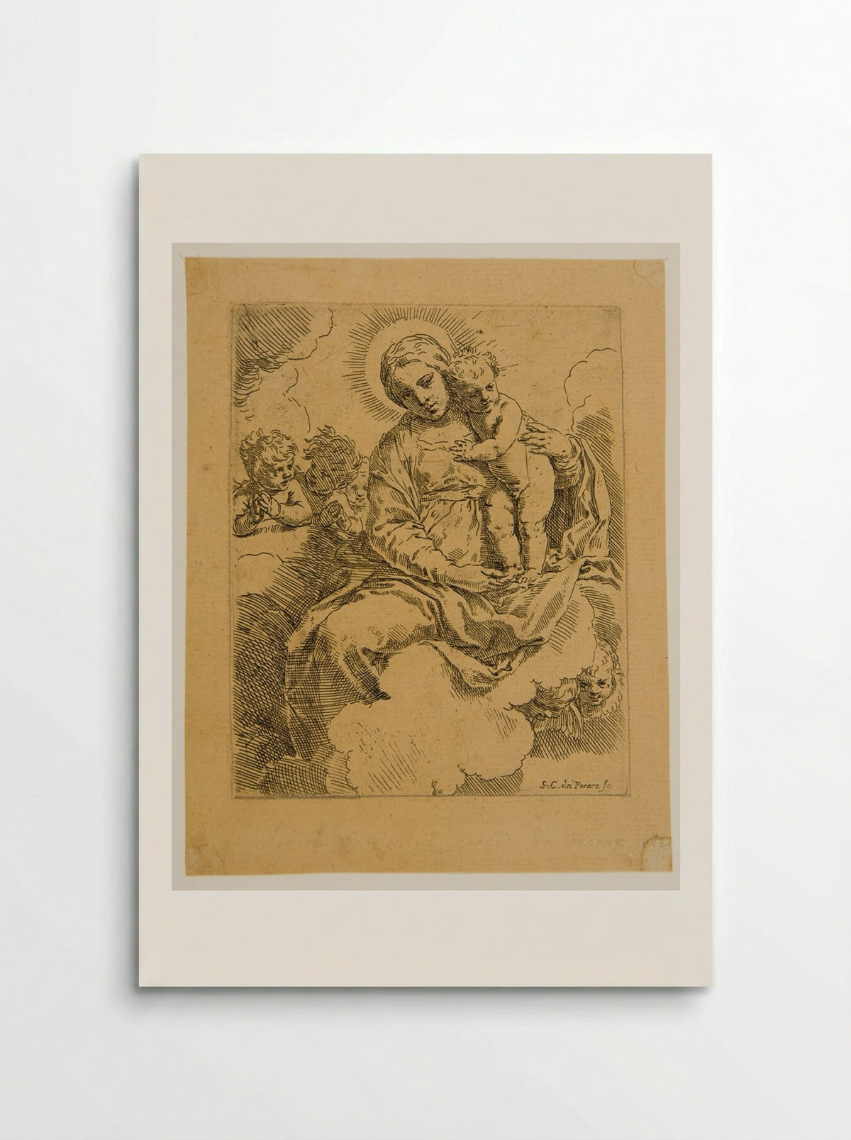 Madonna and Child with Cherubs - Simone Cantarini - Poster