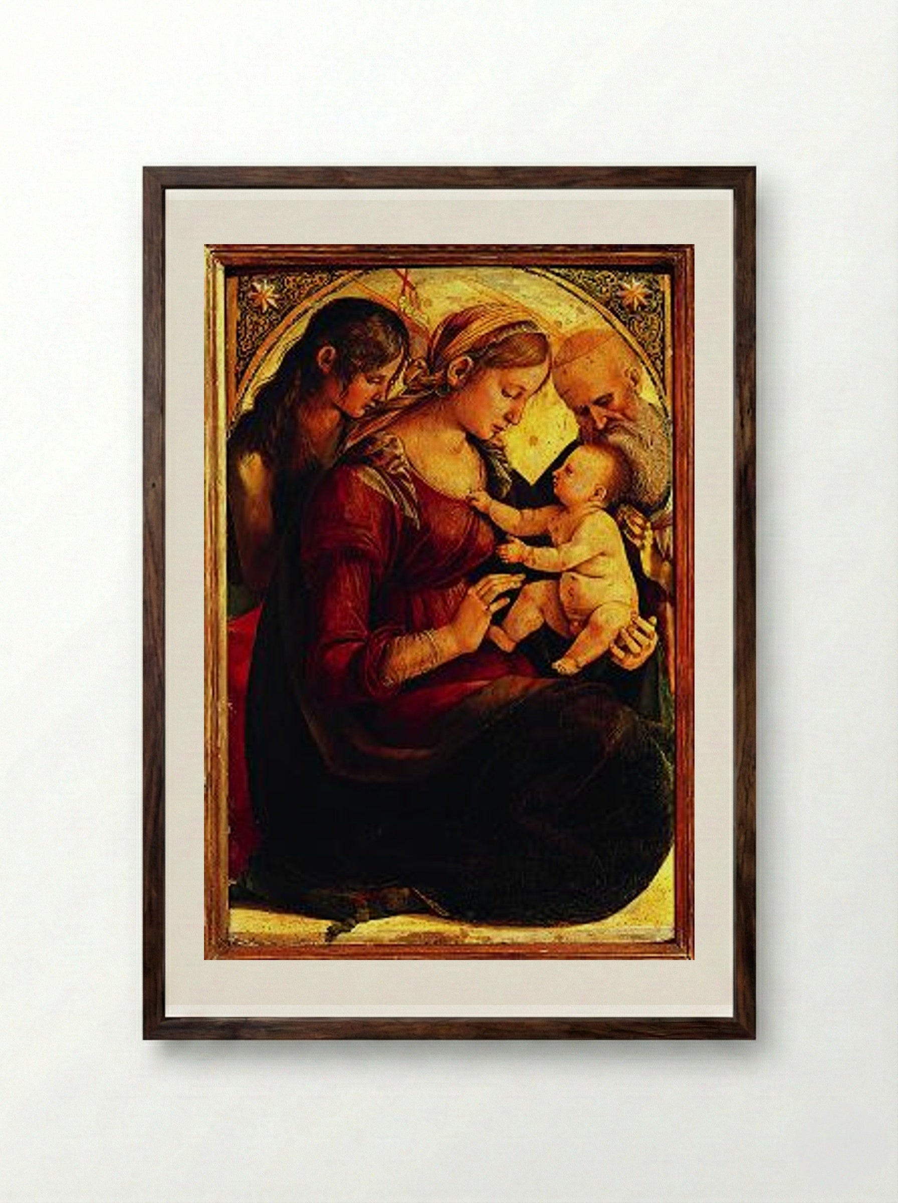 Madonna and Child with Prophets - Luca Signorelli - Framed Print Dark Wood