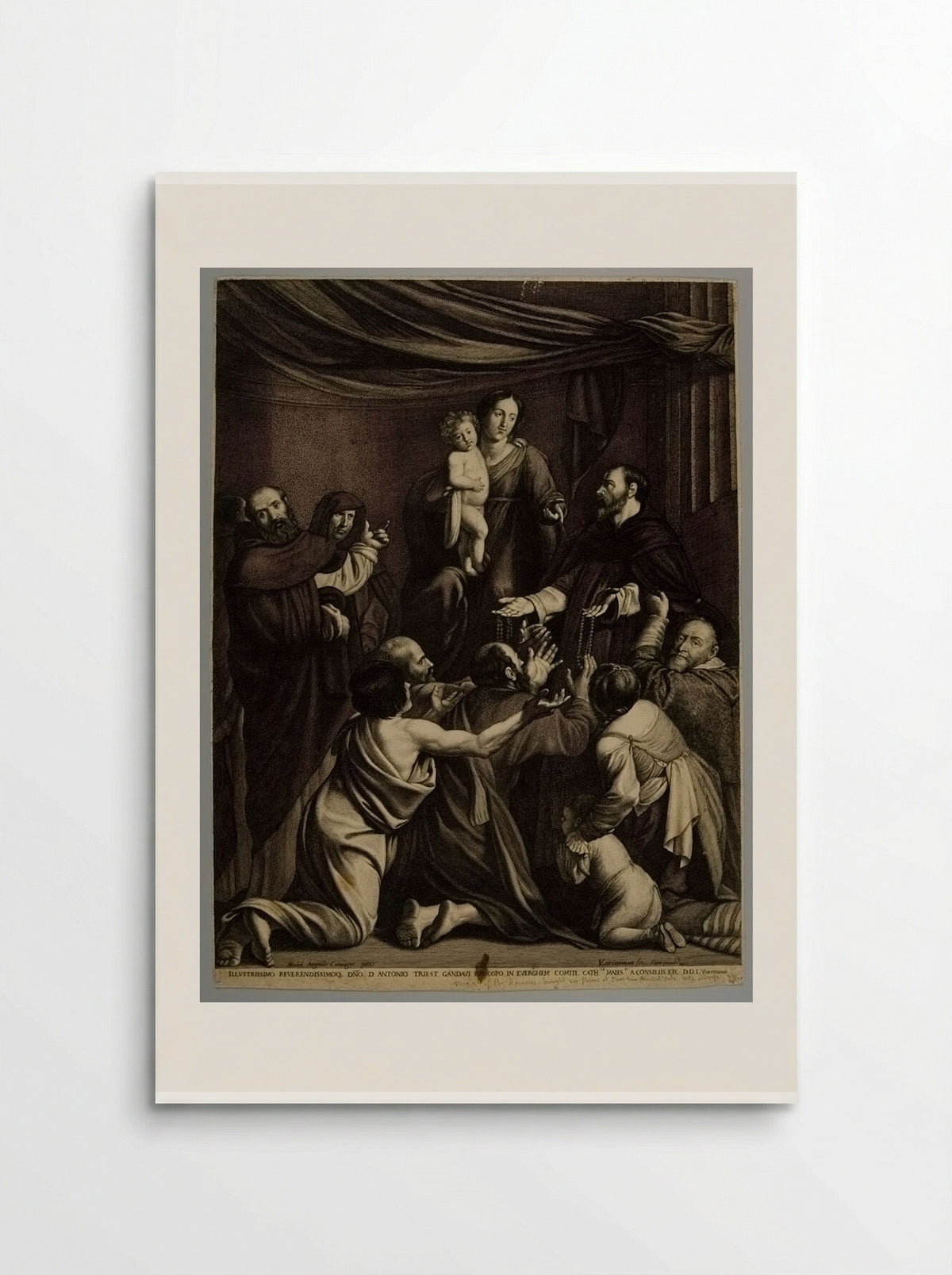 Madonna and Child, with Saint Dominic Distributing Rosaries - Lucas Vorsterman I - Poster