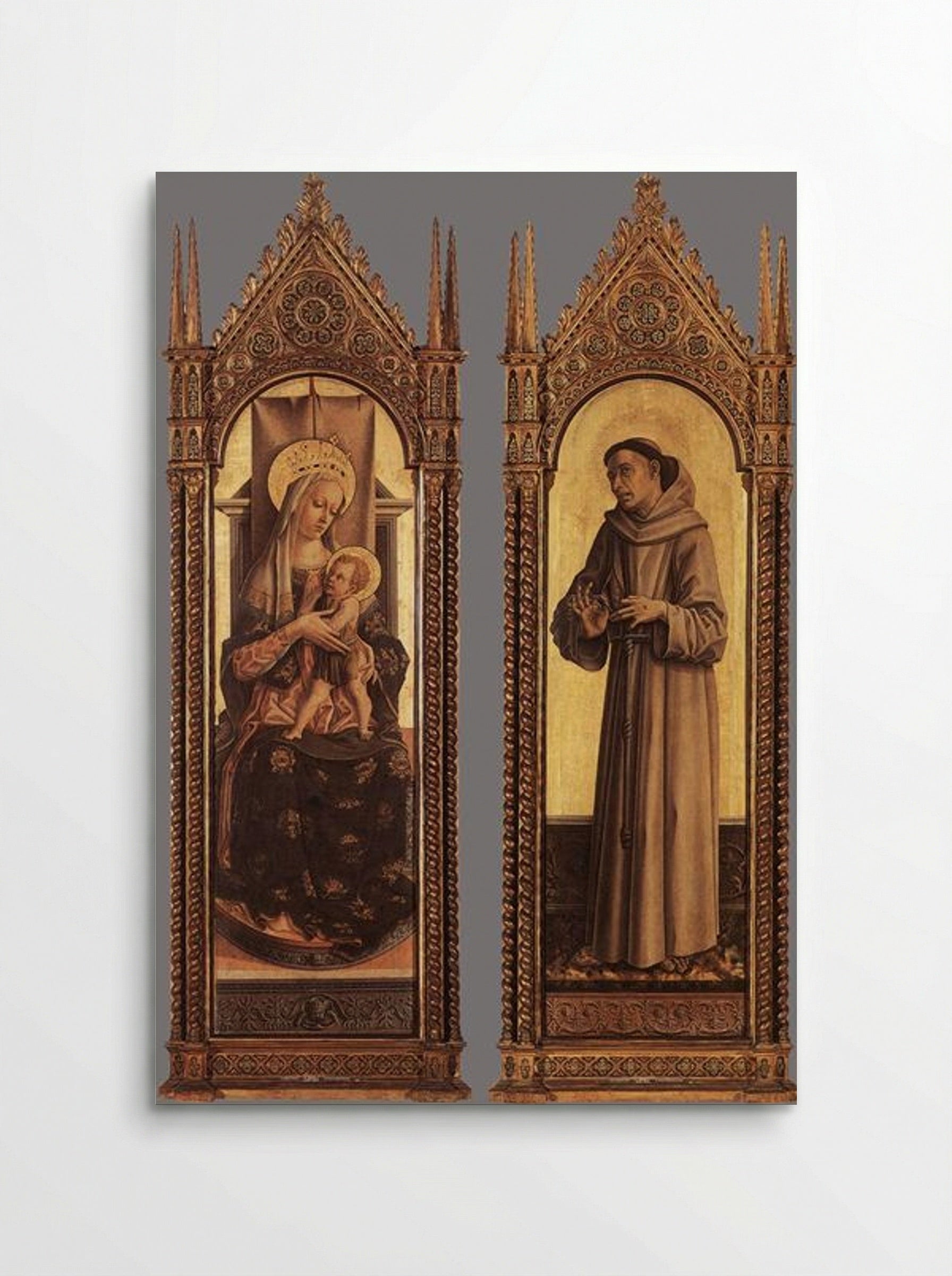 Madonna and Child with Saint Francis of Assisi - Carlo Crivelli - Poster