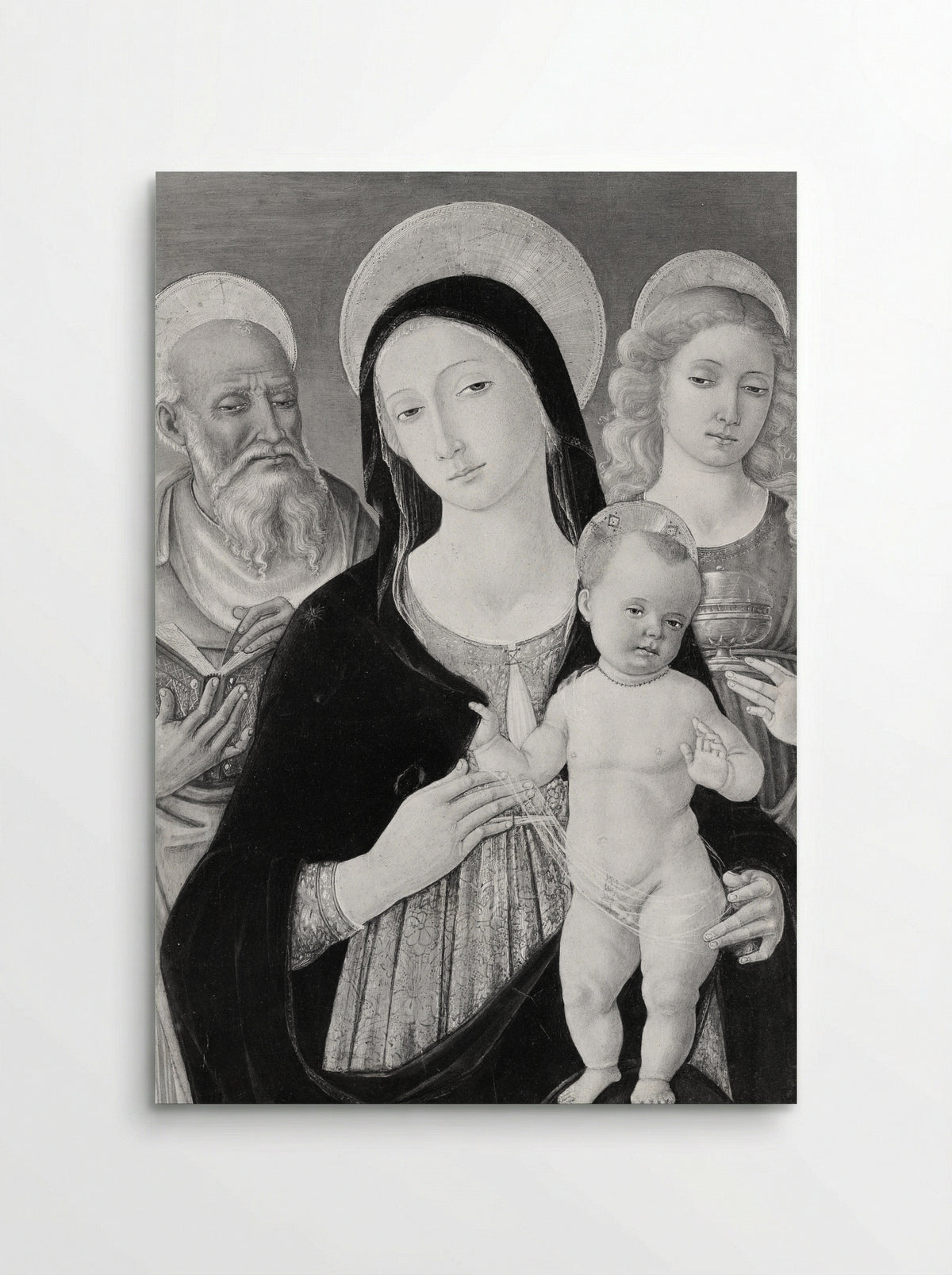 Madonna and Child with Saints Jerome and Mary Magdalen - Matteo di Giovanni di Bartolo - Poster