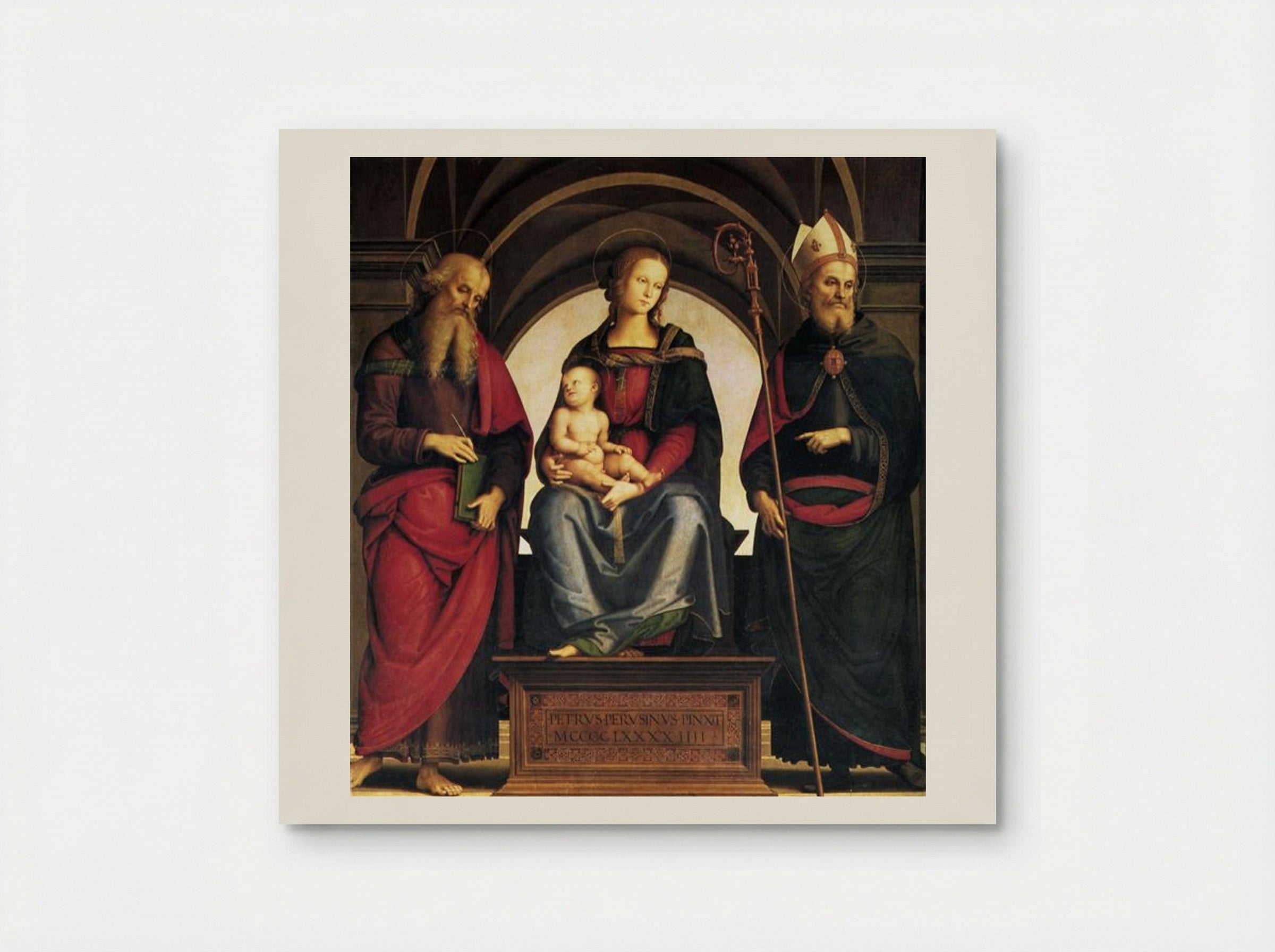 Madonna and Child with Saints John the Evangelist and Augustine - Pietro Perugino - Poster