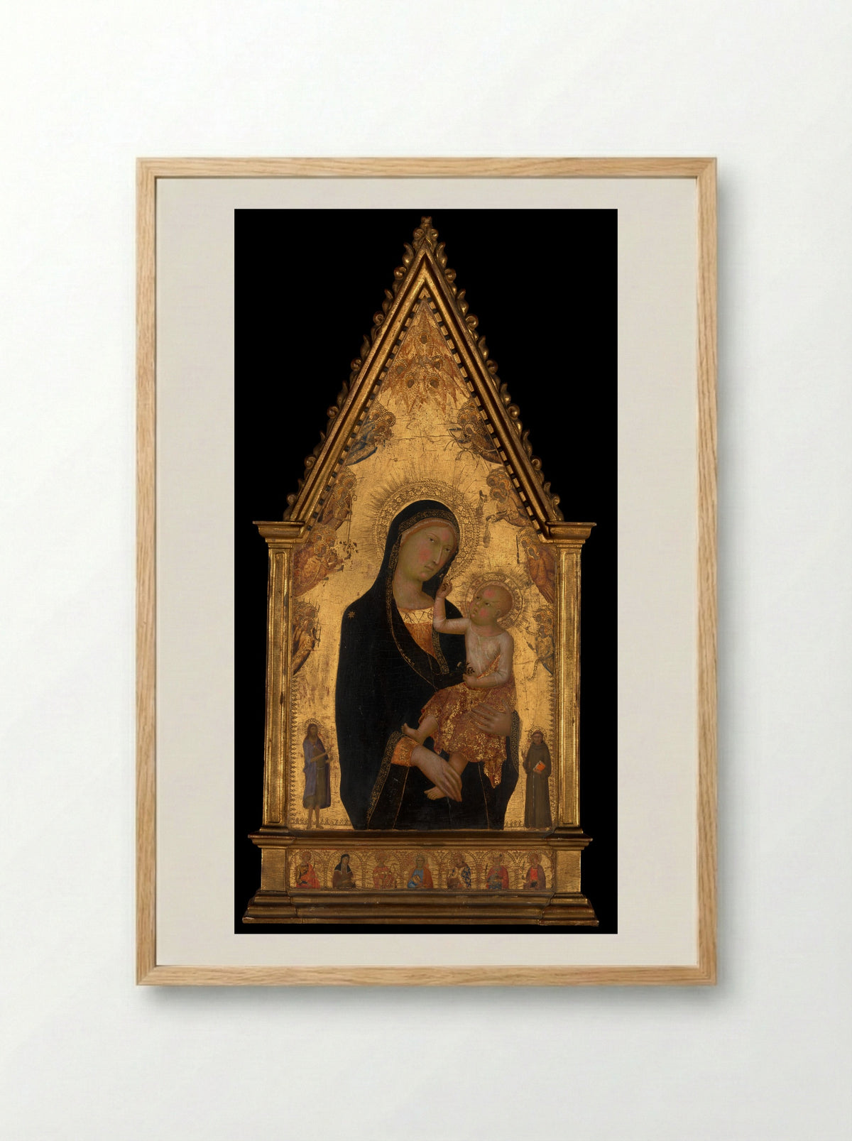 Madonna and Child with Saints and Angels - Lippo Memmi - Framed Print Wood