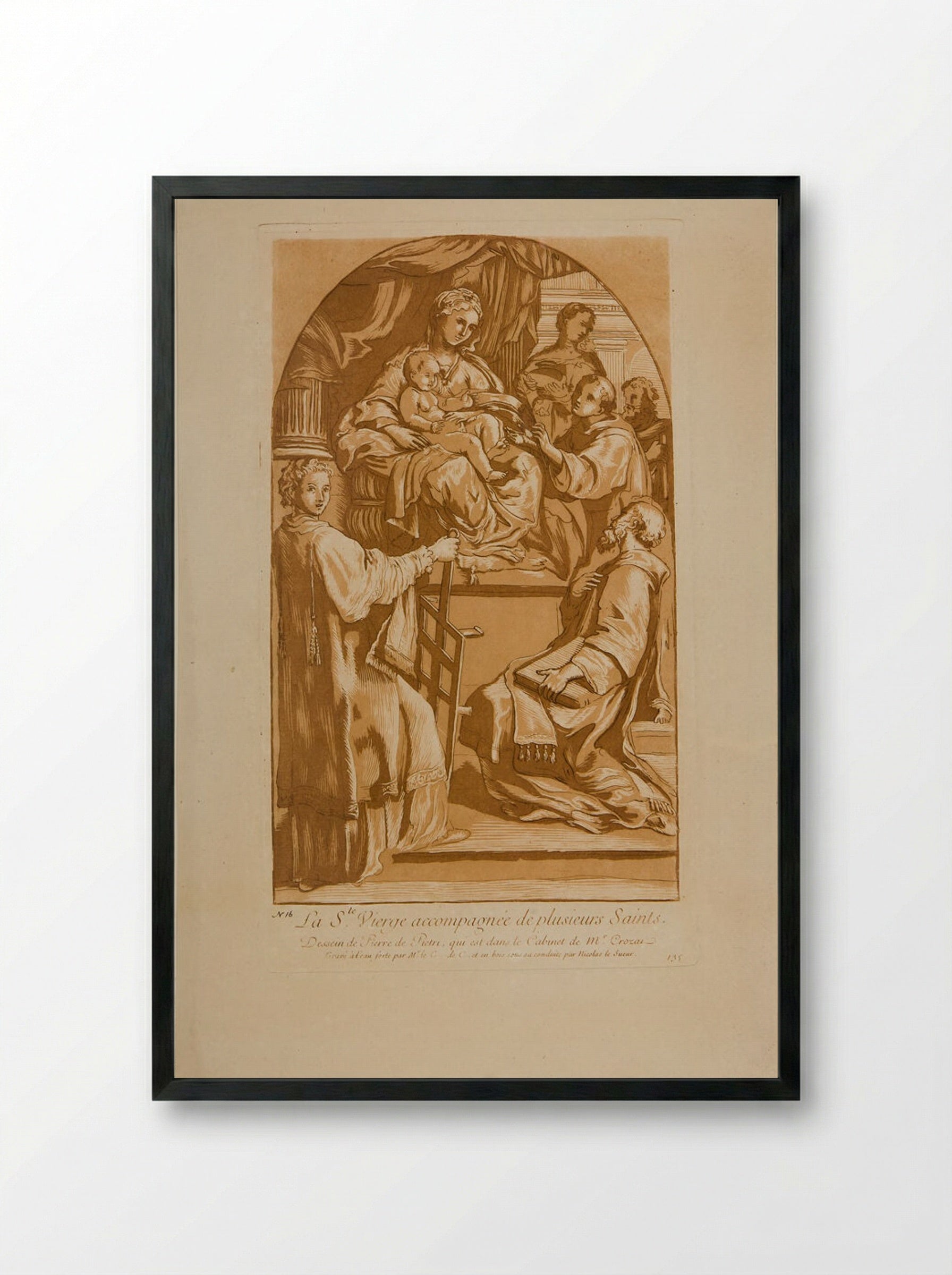 Madonna and Child with Saints - Anne Claude Philippe de Thubières, comte de Caylus - Framed Print Black