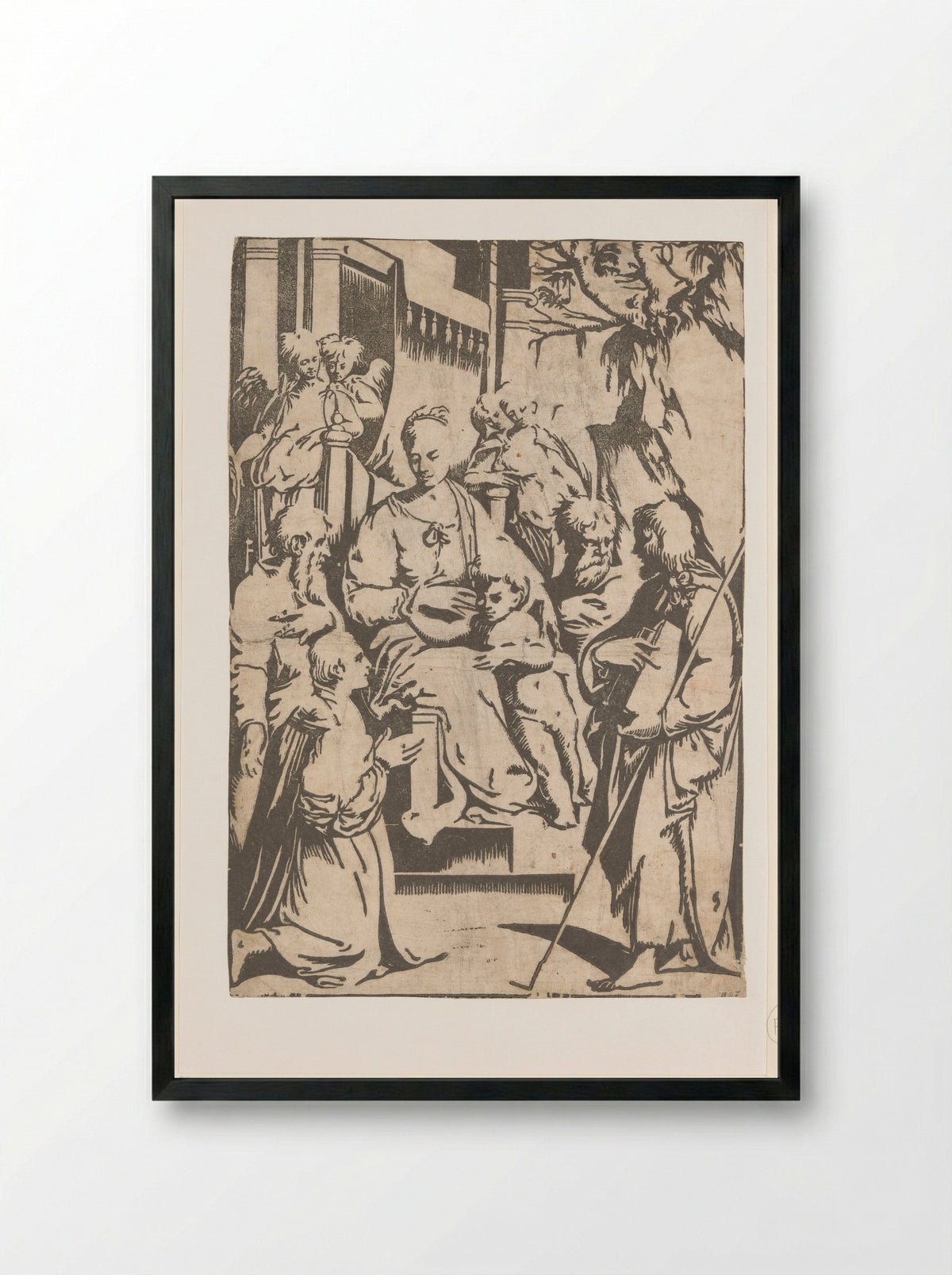Madonna and Child with Saints - Alessandro Gandini - Framed Print Black