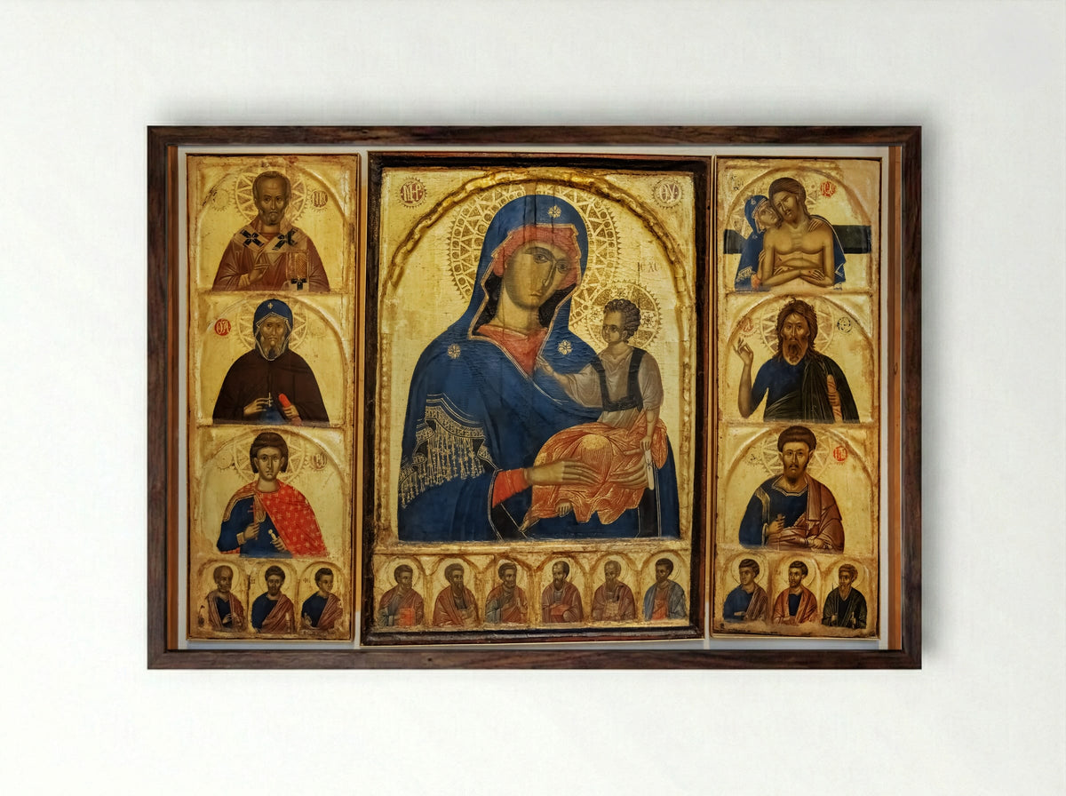 Madonna and Child with Saints - Italian (Venetian) Painter - Framed Print Dark Wood