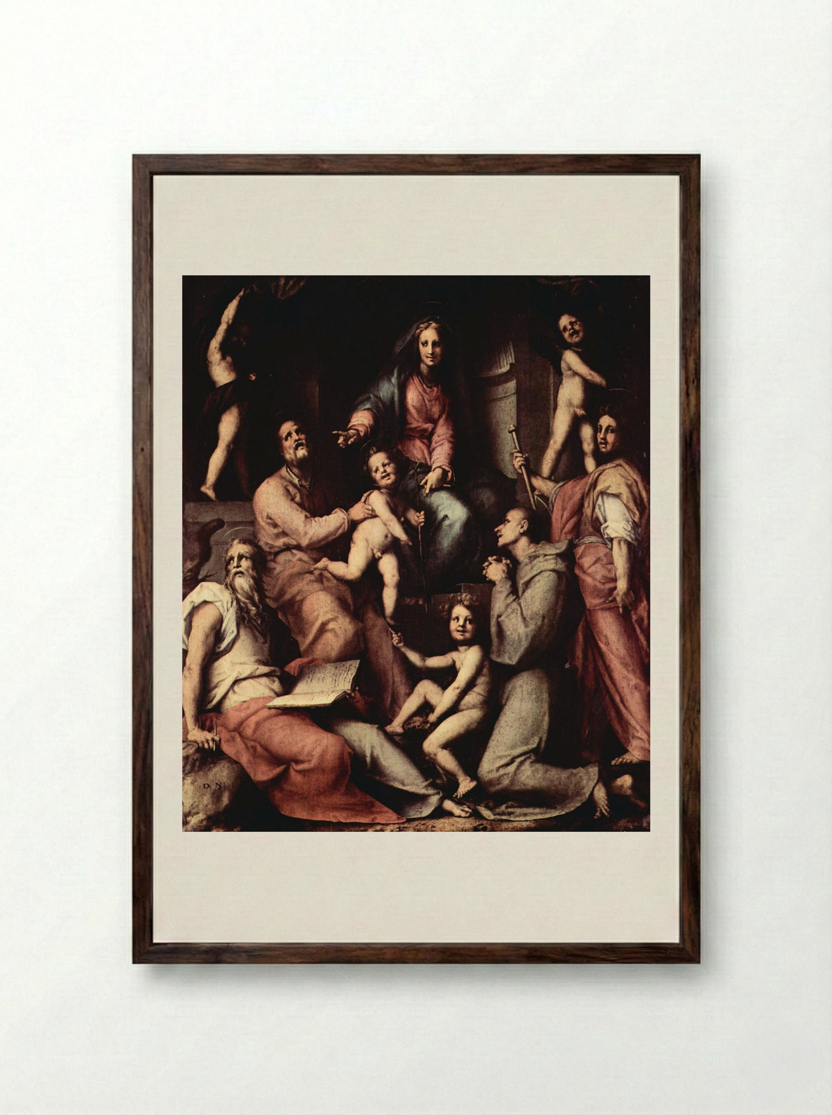 Madonna and Child with Saints - Jacopo Pontormo - Framed Print Dark Wood