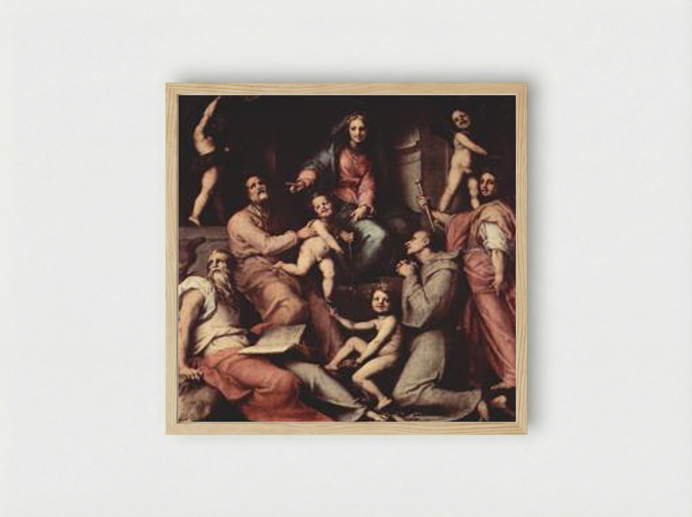 Madonna and Child with Saints - Jacopo Pontormo - Framed Print Wood