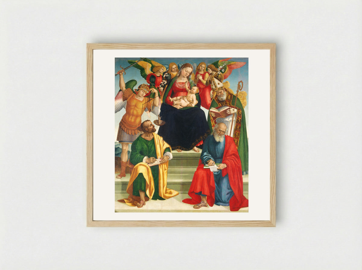 Madonna and Child with Saints - Luca Signorelli - Framed Print Wood
