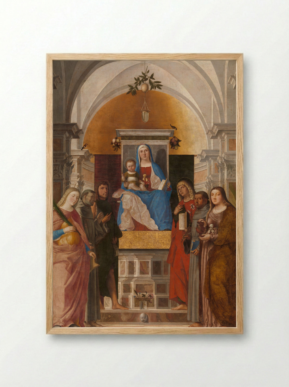 Madonna and Child with Saints - Marcello Fogolino - Framed Print Wood
