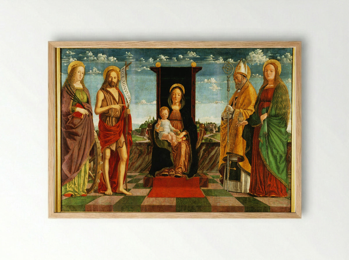 Madonna and Child with Saints - Domenico Morone - Framed Print Wood