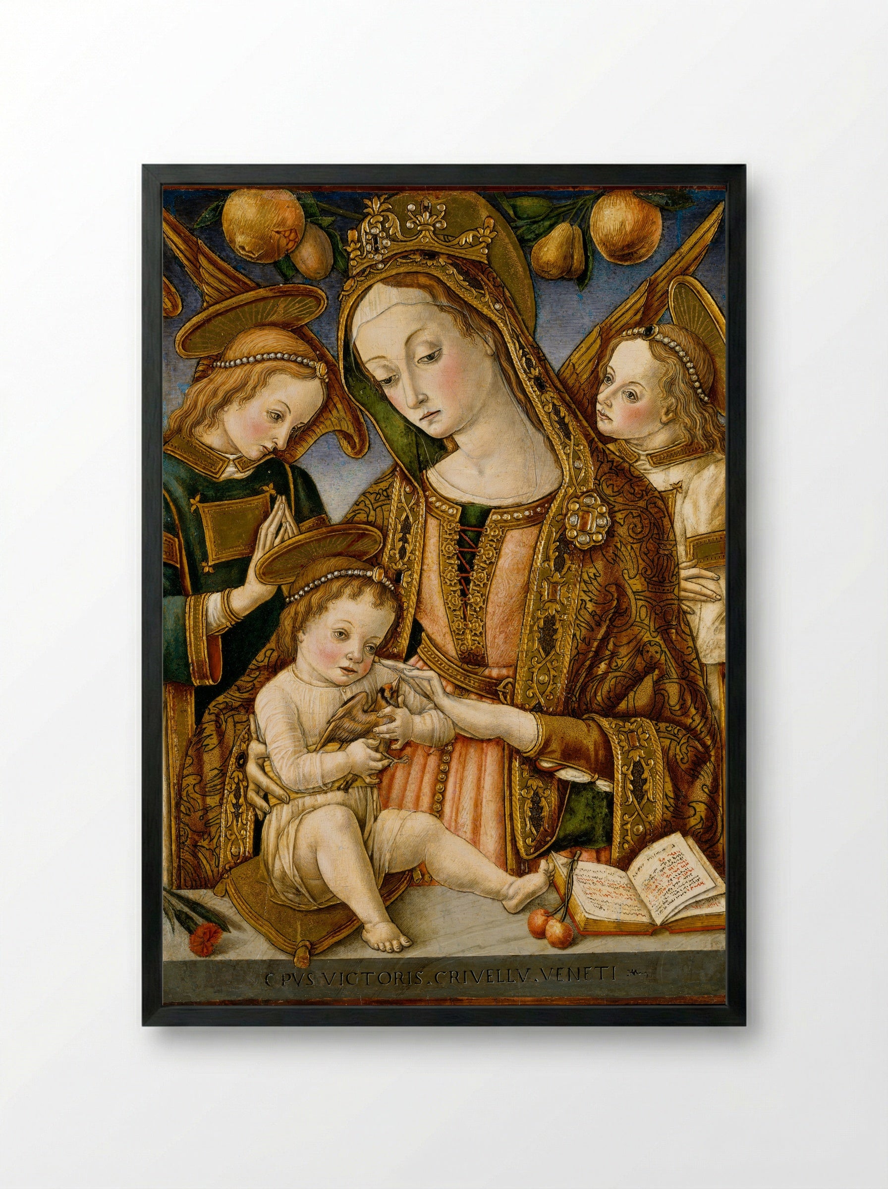 Madonna and Child with Two Angels - Vittore Crivelli - Framed Print Black