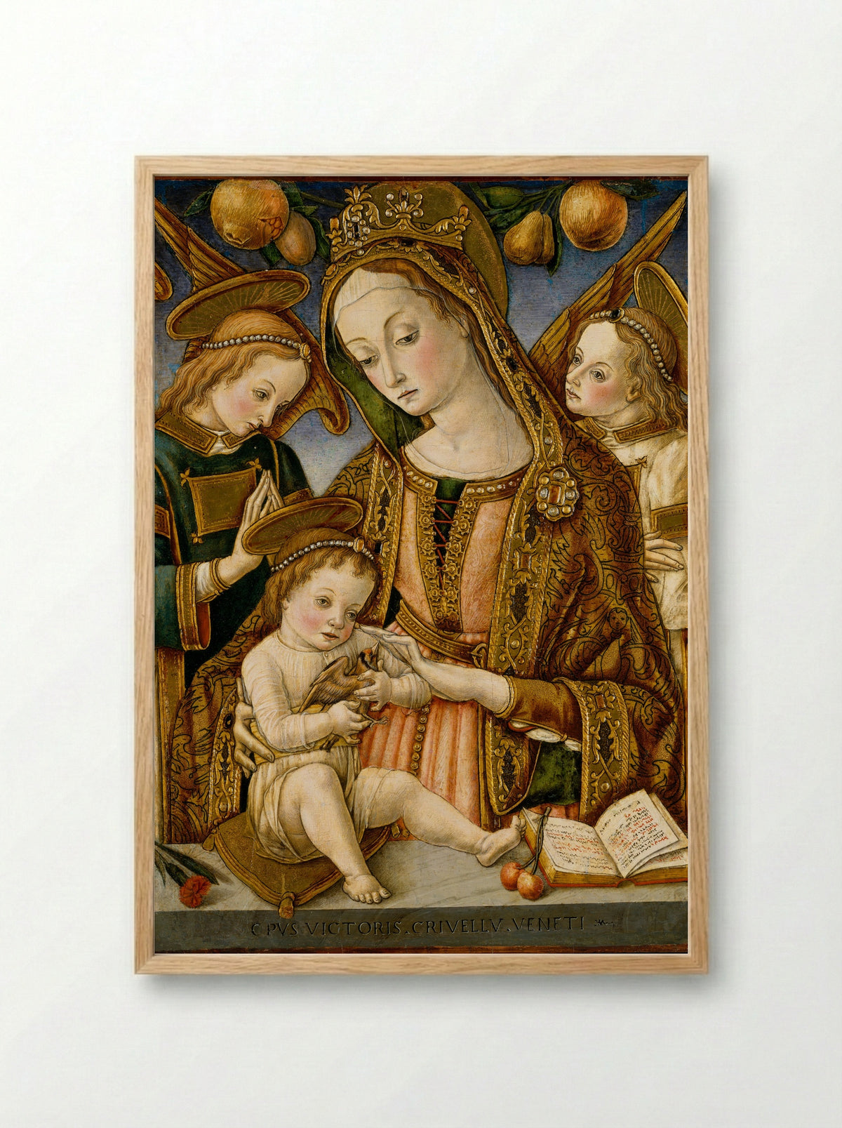Madonna and Child with Two Angels - Vittore Crivelli - Framed Print Wood