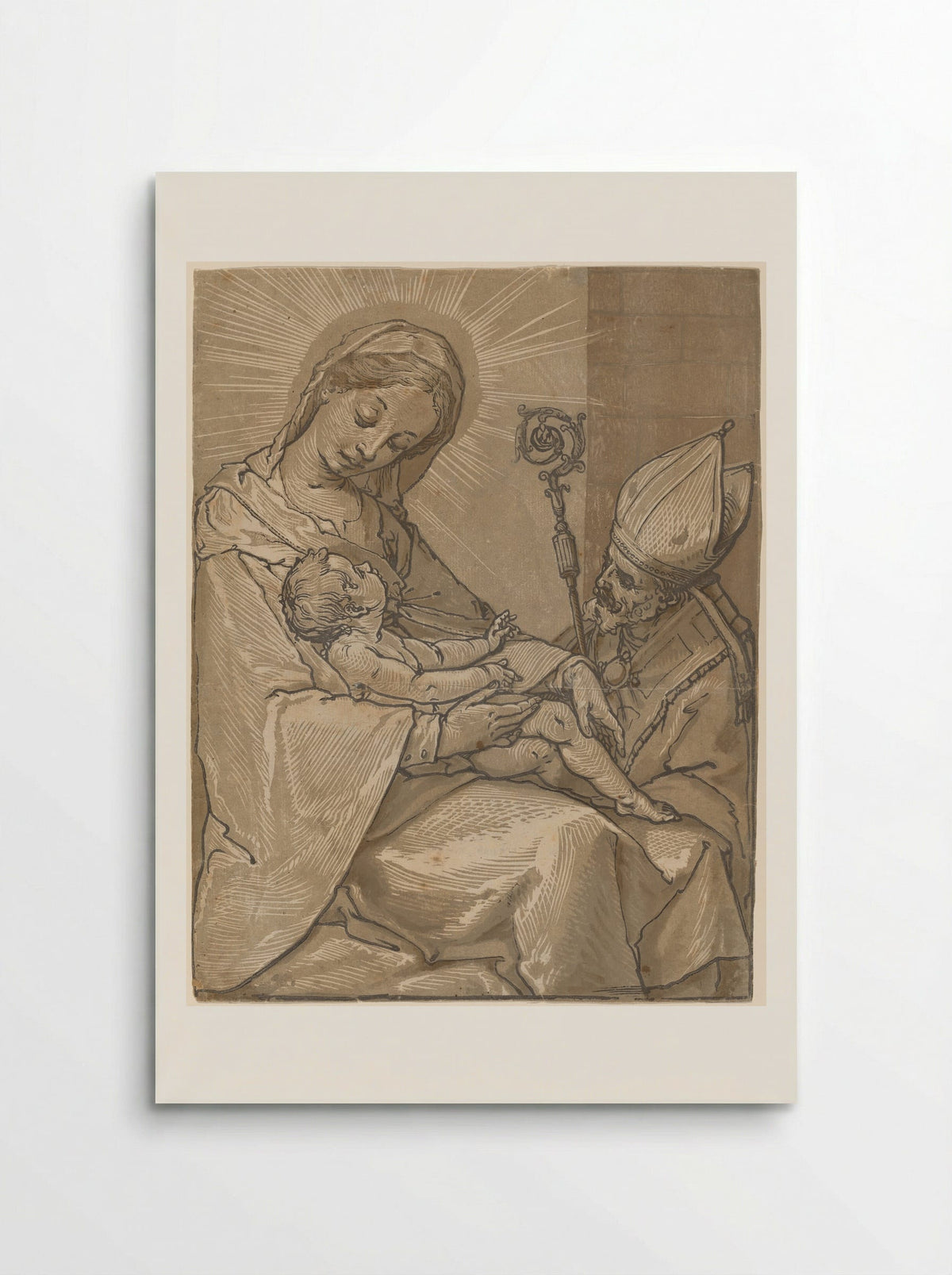 Madonna and Child with a Bishop - Andrea Andreani - Poster