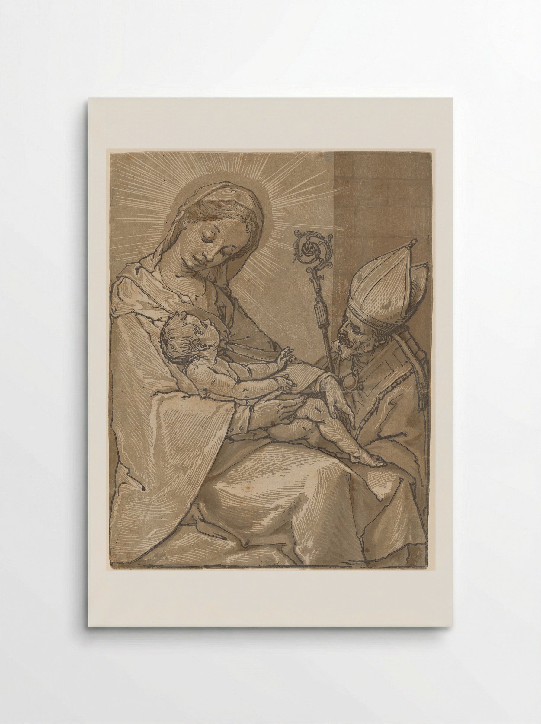 Madonna and Child with a Bishop - Andrea Andreani - Poster