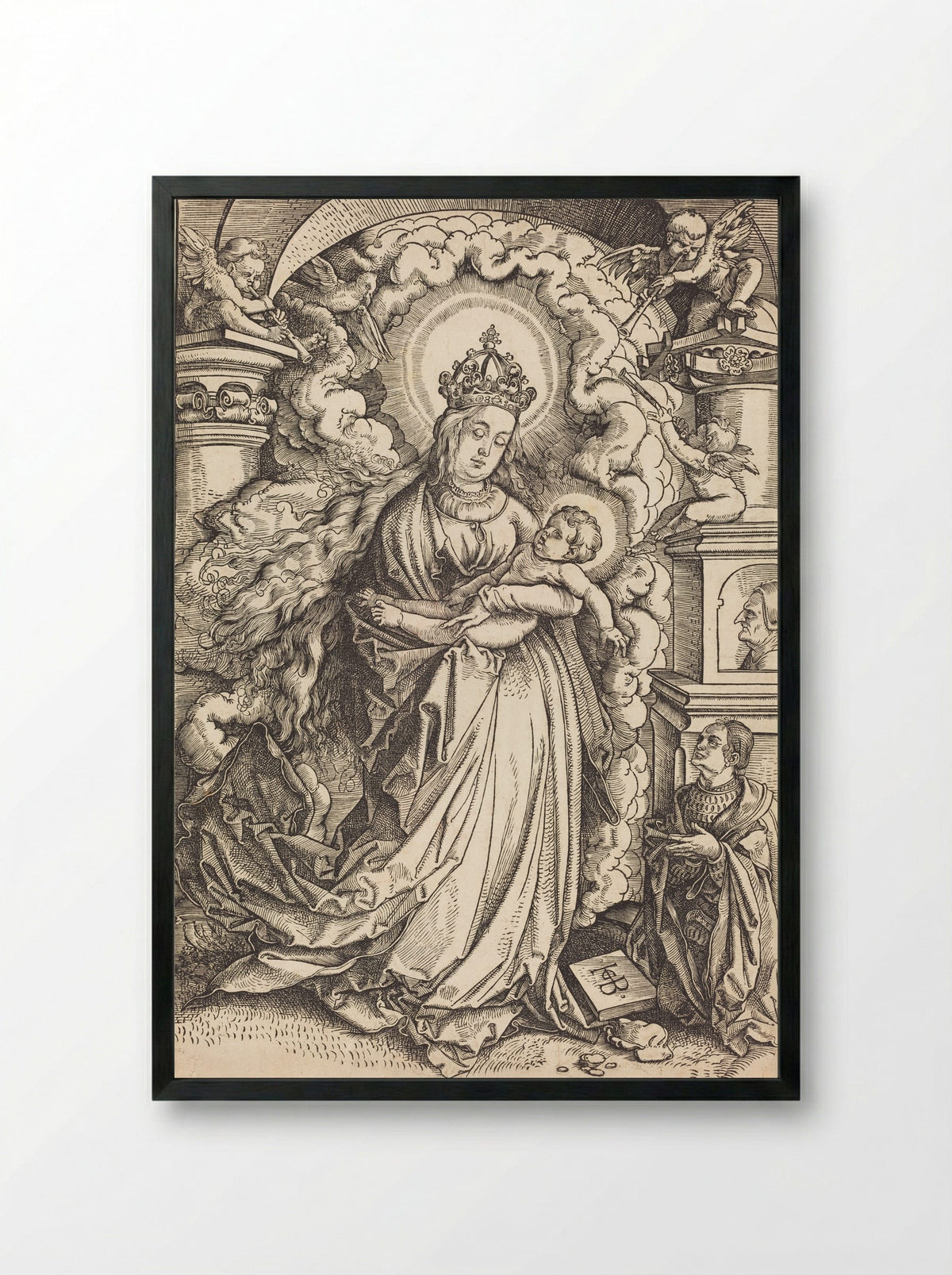Madonna and Child with a Donor - Hans Baldung Grien - Framed Print Black