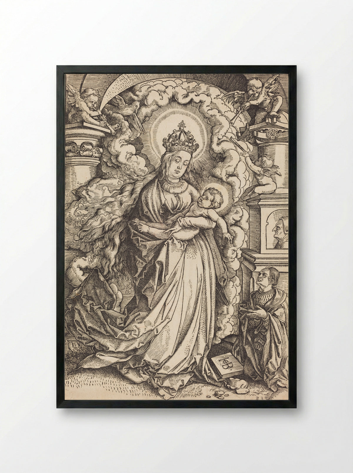 Madonna and Child with a Donor - Hans Baldung Grien - Framed Print Black