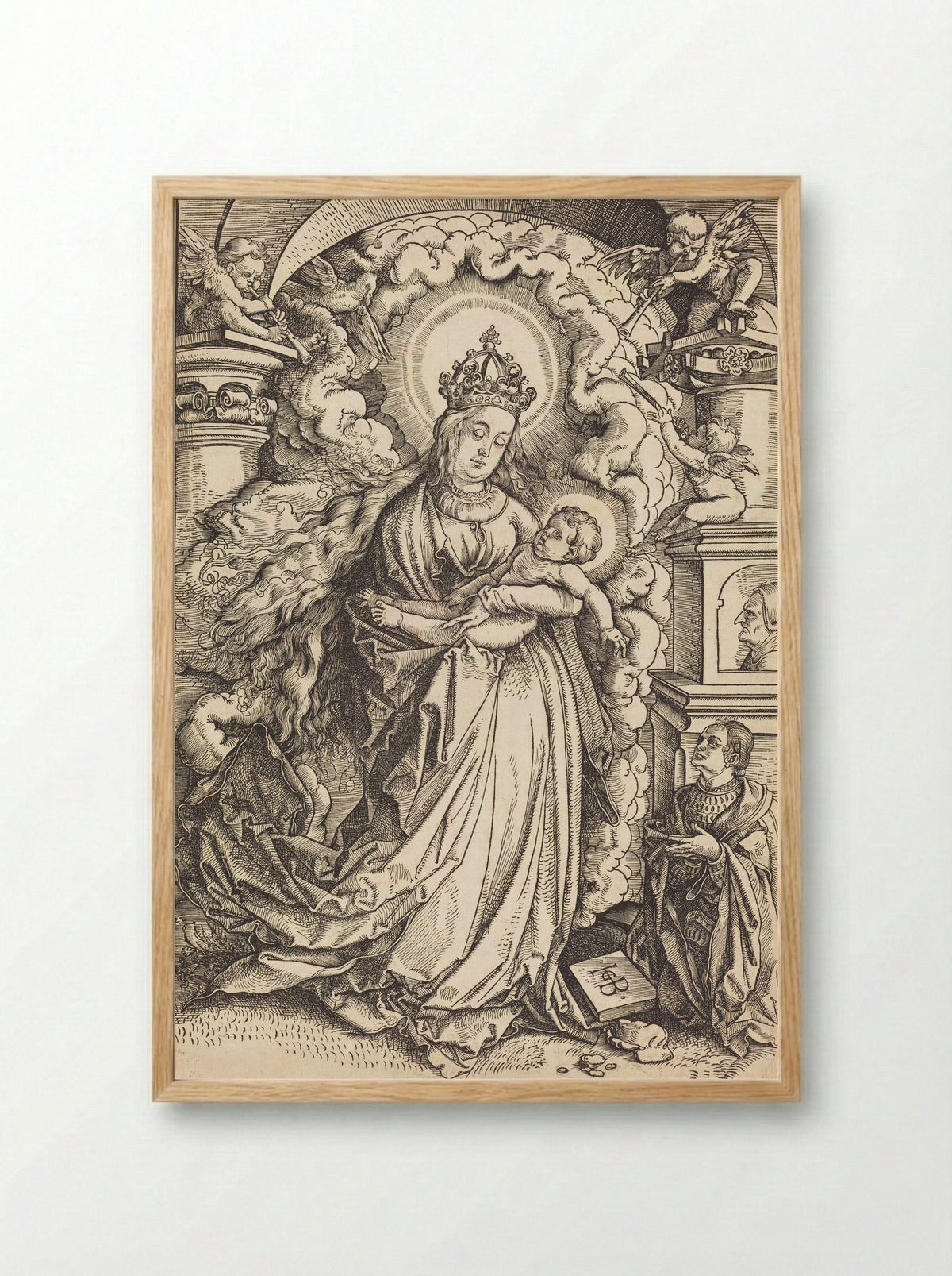 Madonna and Child with a Donor - Hans Baldung Grien - Framed Print Wood