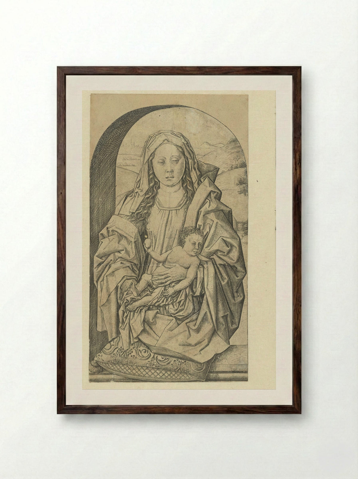 Madonna and Child with a Pear - Meester FVB - Framed Print Dark Wood