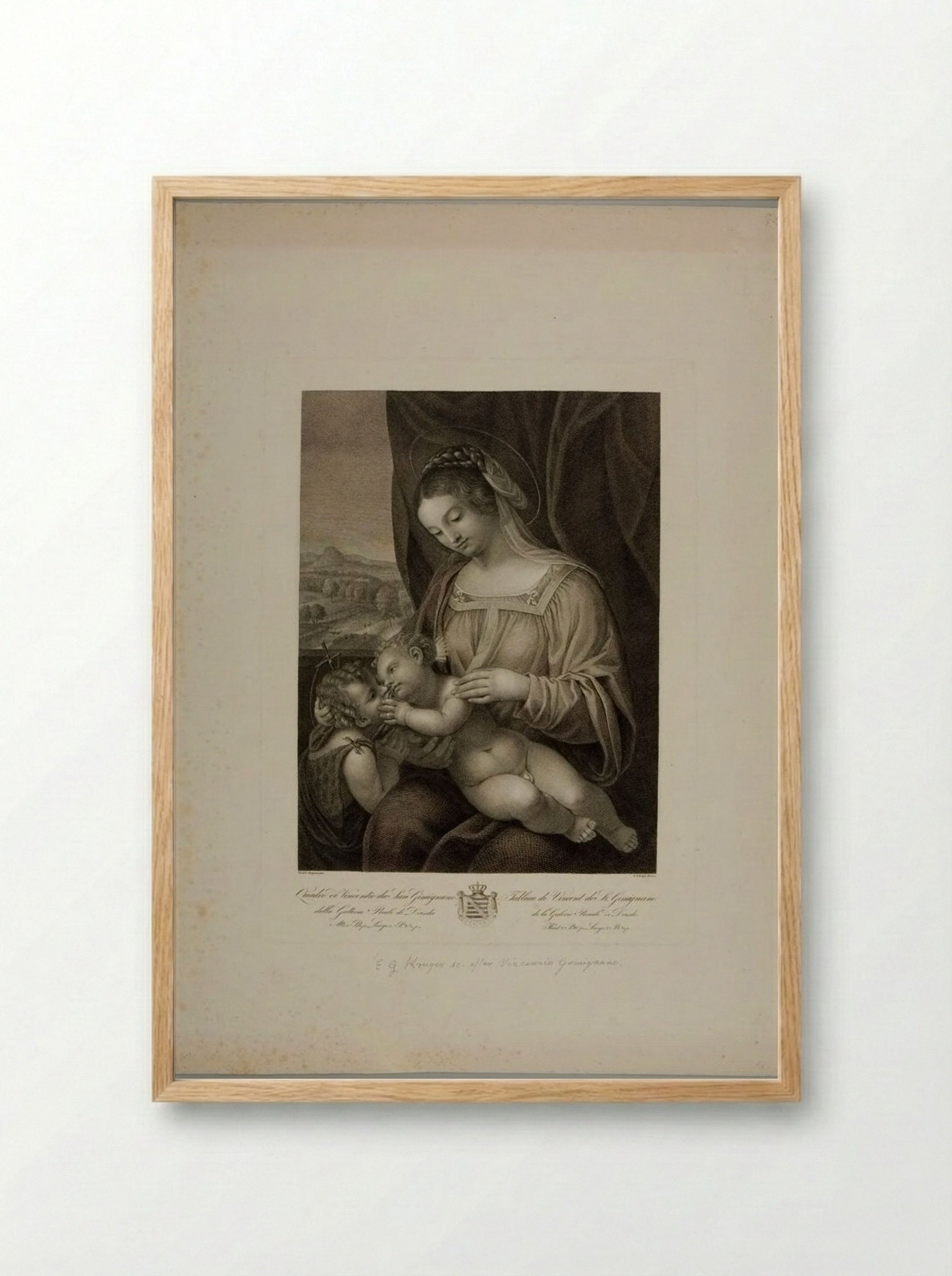 Madonna and Child with the Infant Saint John - Ephraim Gottlieb Krüger - Framed Print Wood
