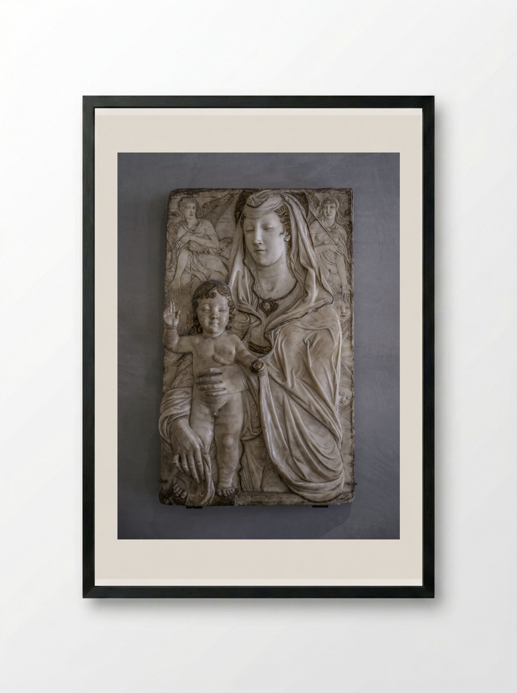 Madonna and Child - Donatello - Framed Print Black