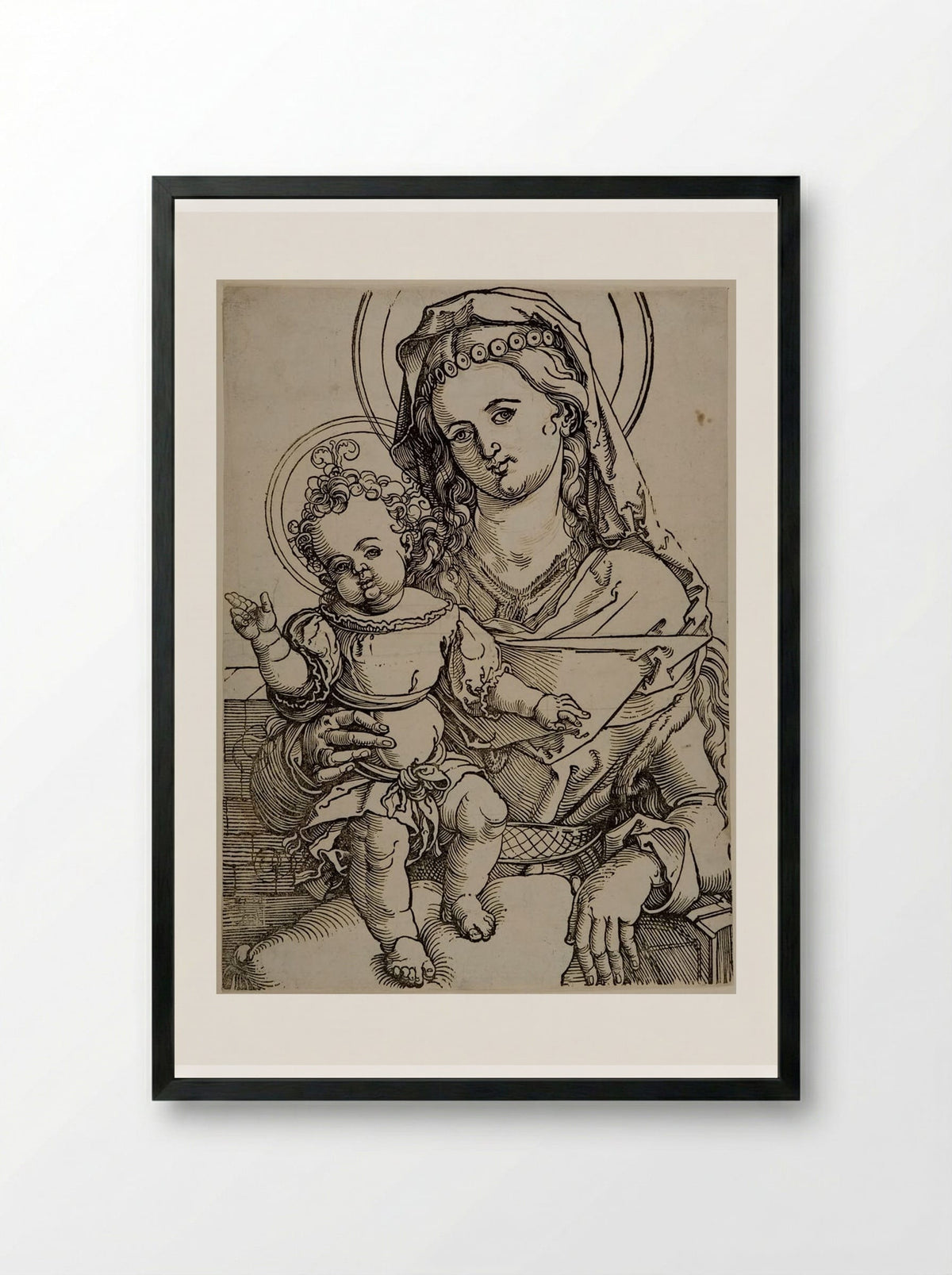 Madonna and Child - Sebald Beham - Framed Print Black