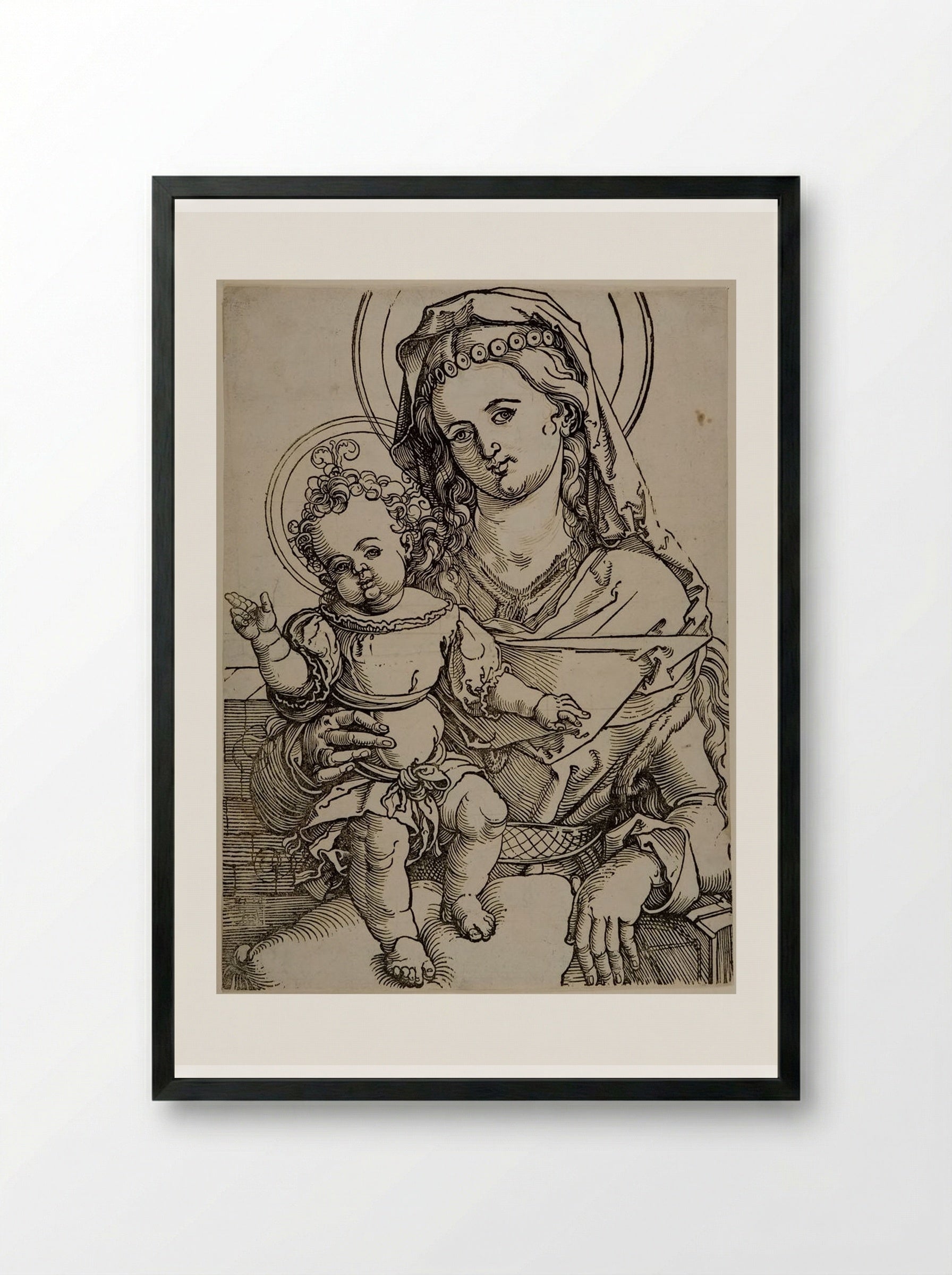 Madonna and Child - Sebald Beham - Framed Print Black