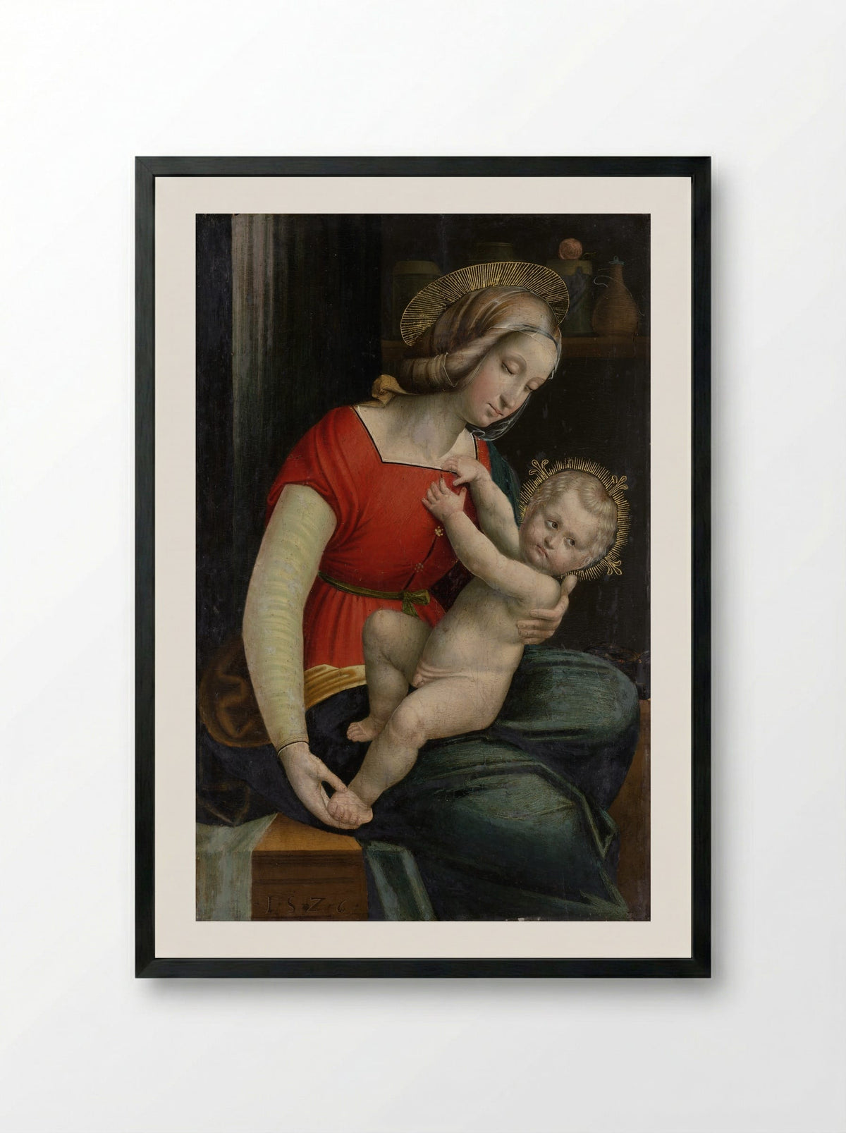 Madonna and Child - Defendente Ferrari - Framed Print Black