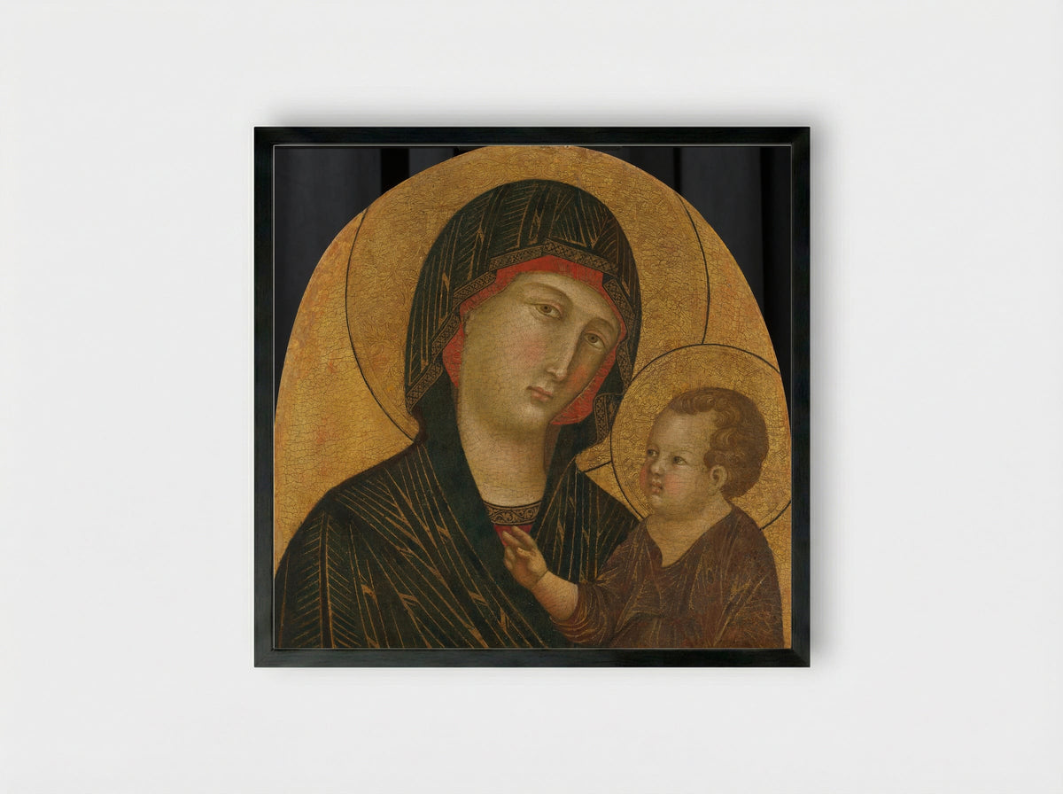 Madonna and Child - Master of Badia a Isola - Framed Print Black