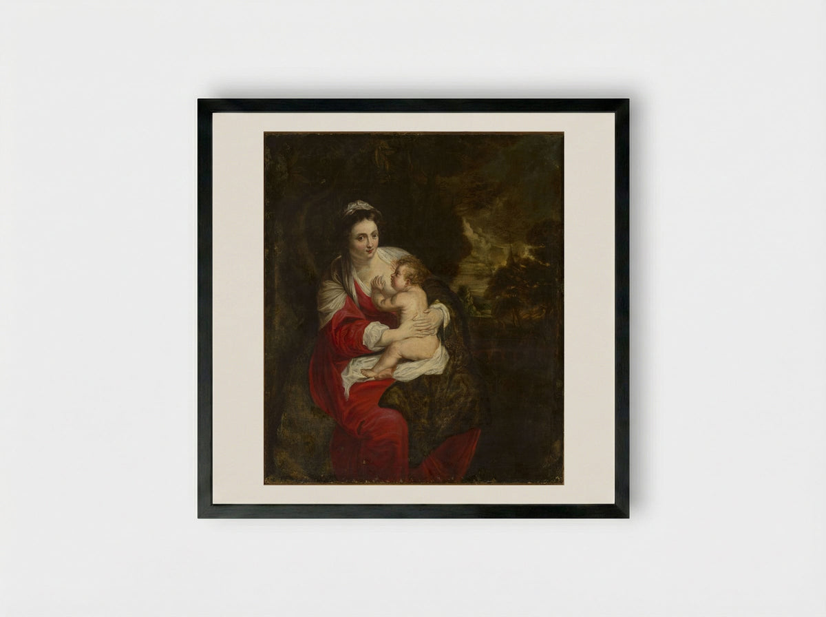 Madonna and Child - Erasmus Quellinus II - Framed Print Black