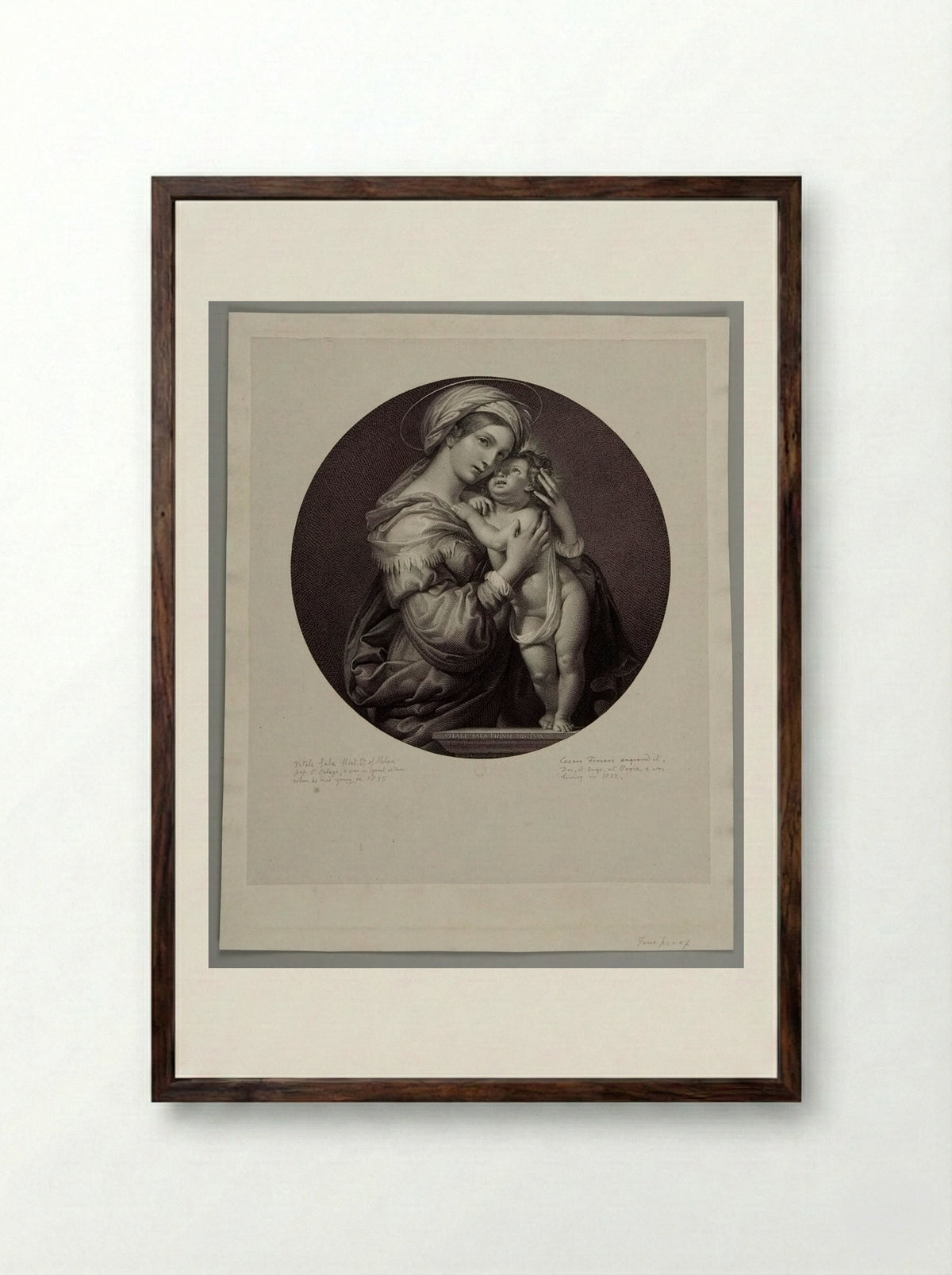 Madonna and Child - Cesare Ferreri - Framed Print Dark Wood
