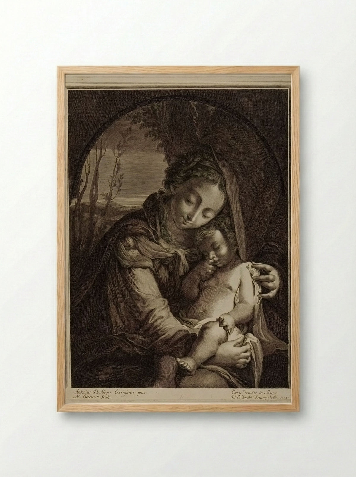 Madonna and Child - Nicolas Edelinck - Framed Print Wood
