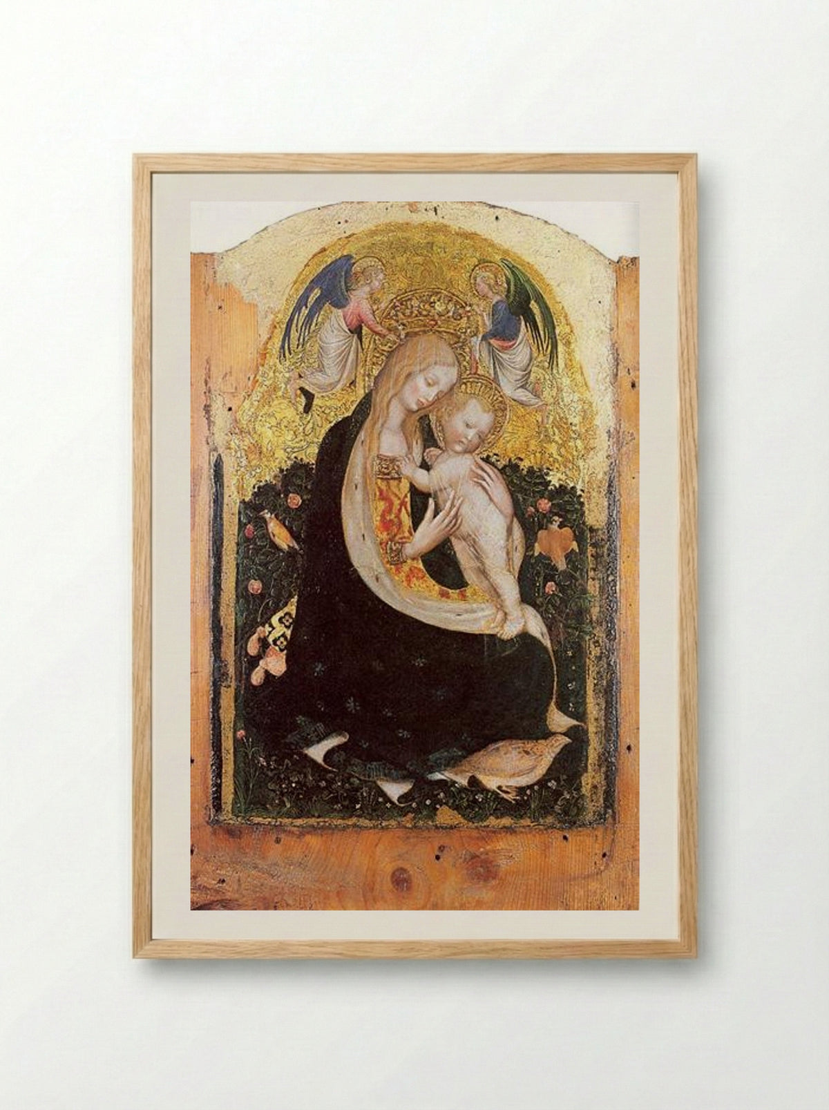 Madonna and Quail - Pisanello - Framed Print Wood