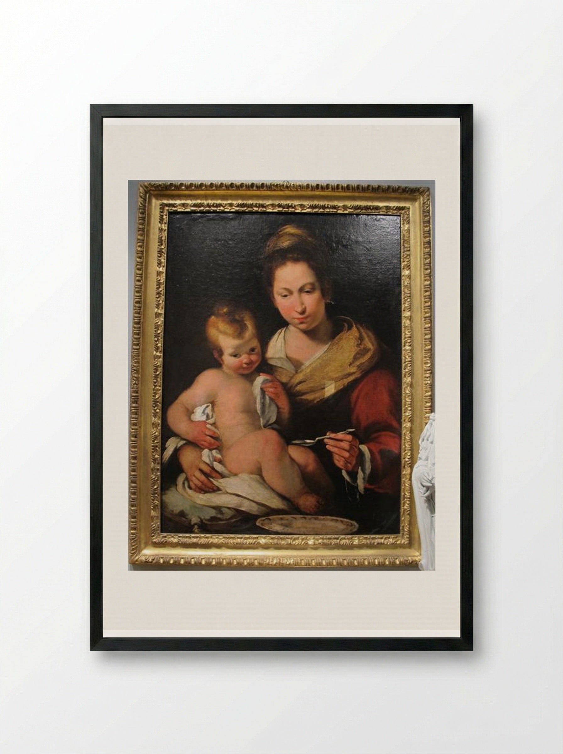 Madonna della pappa - Bernardo Strozzi - Framed Print Black