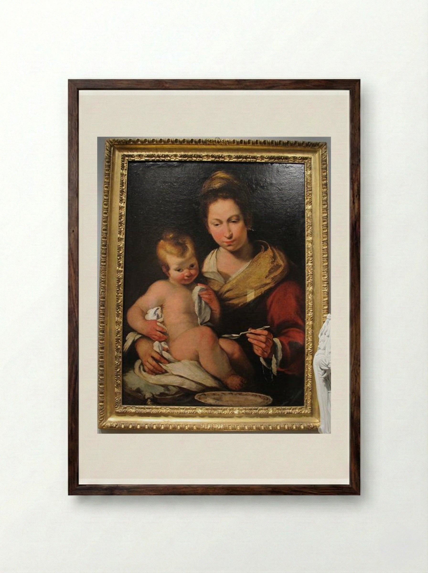 Madonna della pappa - Bernardo Strozzi - Framed Print Dark Wood