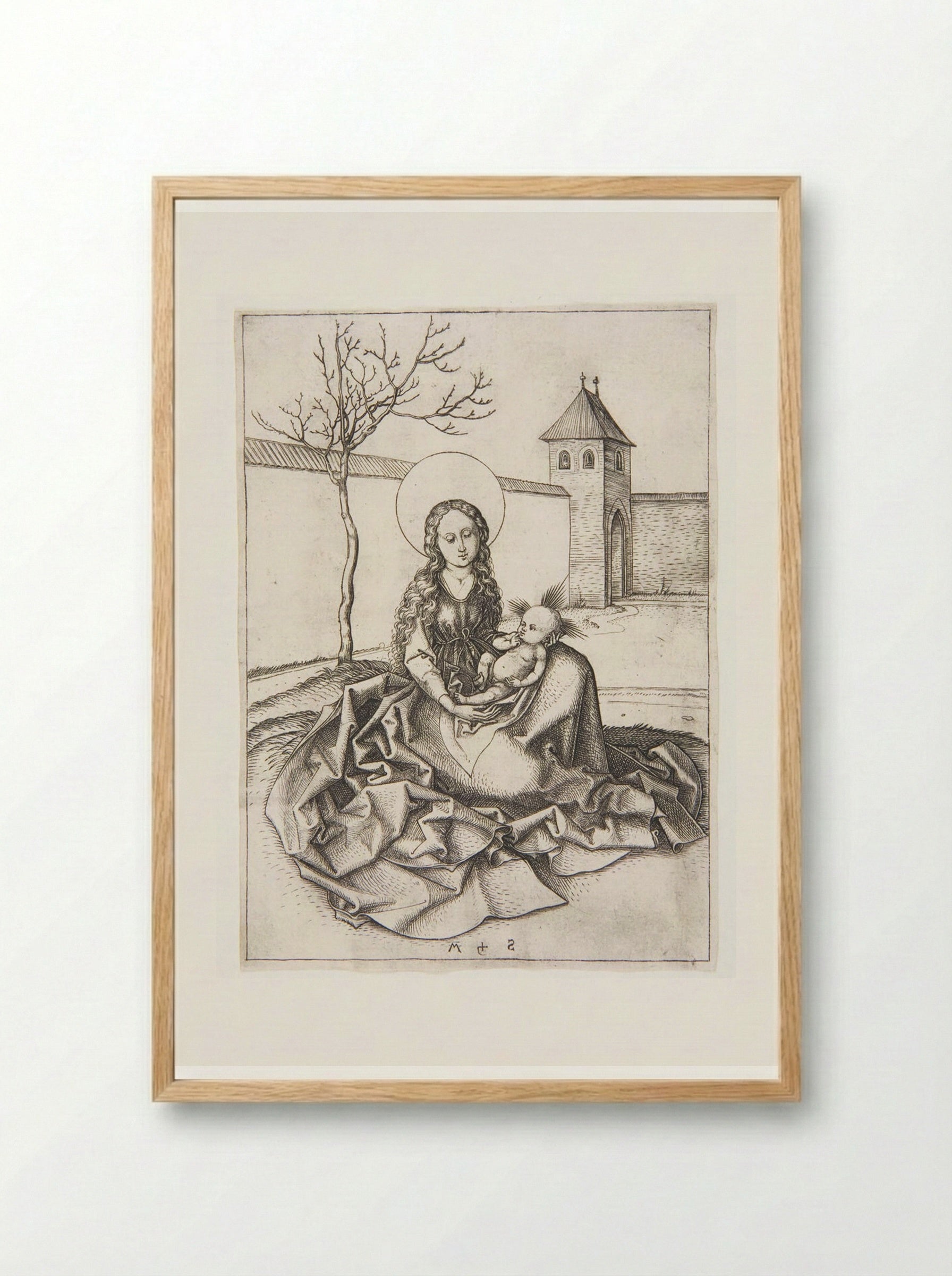 Madonna in a Courtyard - Martin Schongauer - Framed Print Wood