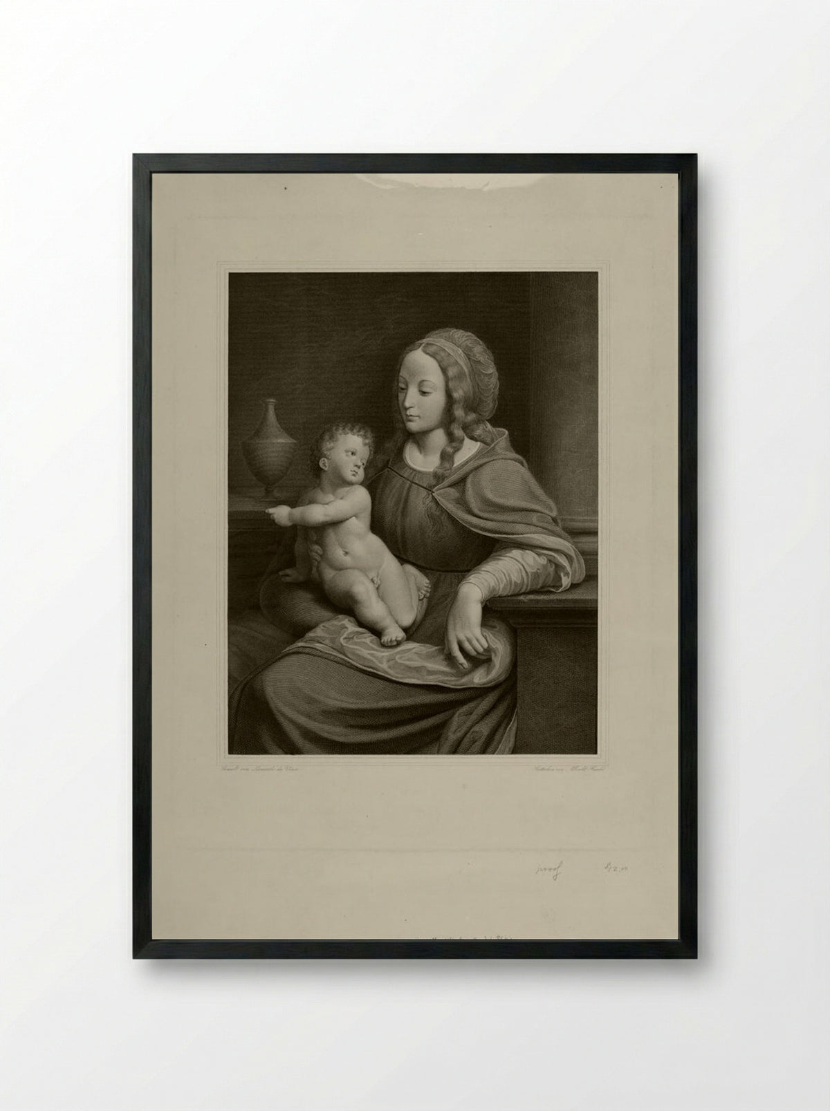 Madonna of Count Schönborn at Pommersefelden - Albrecht Christoph Reindel - Framed Print Black