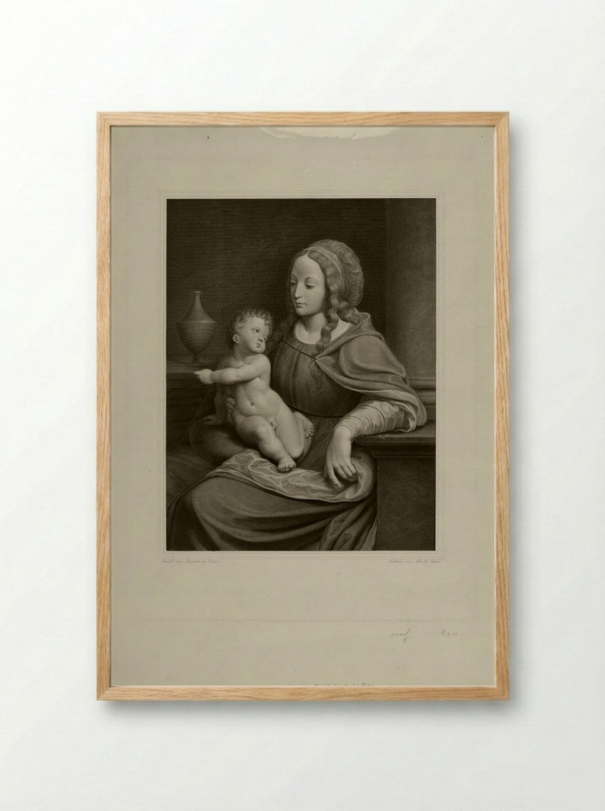 Madonna of Count Schönborn at Pommersefelden - Albrecht Christoph Reindel - Framed Print Wood