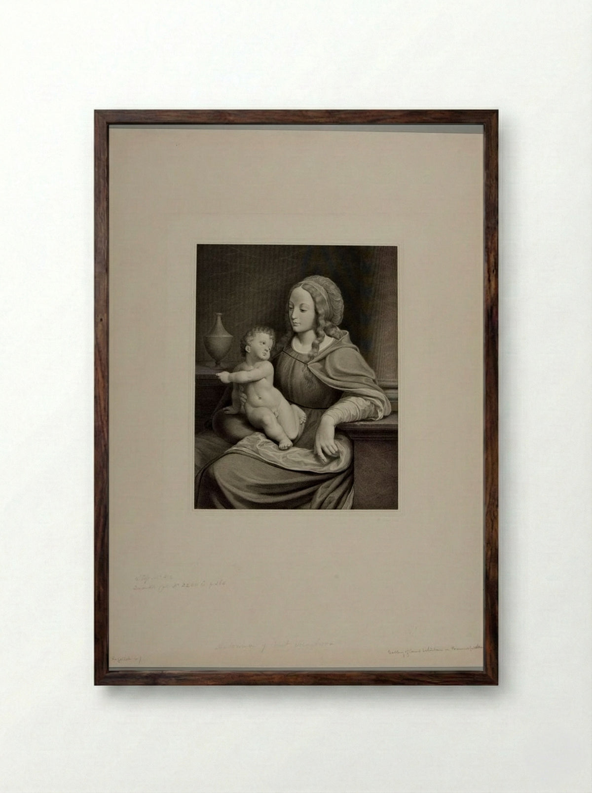 Madonna of Count Schonborn - Albrecht Christoph Reindel - Framed Print Dark Wood