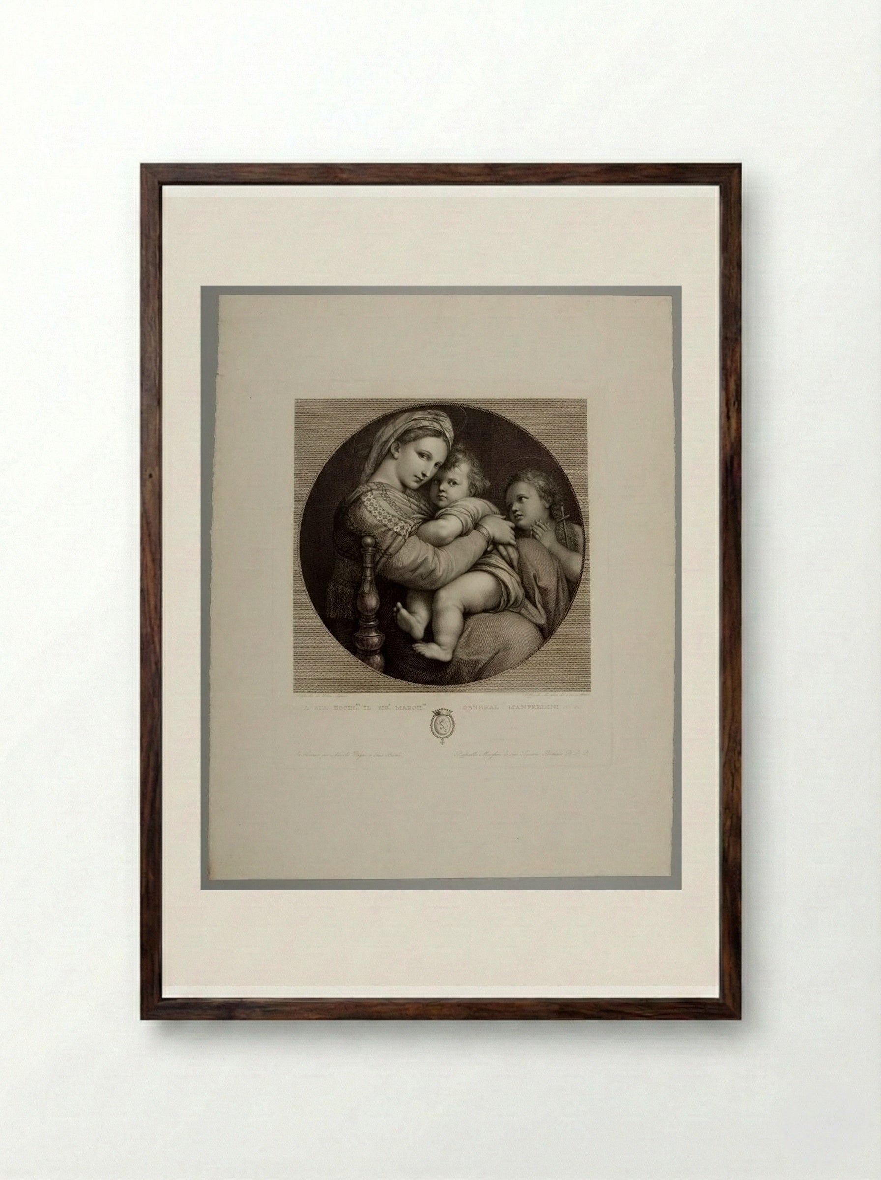 Madonna of the Chair - Raphael Morghen - Framed Print Dark Wood