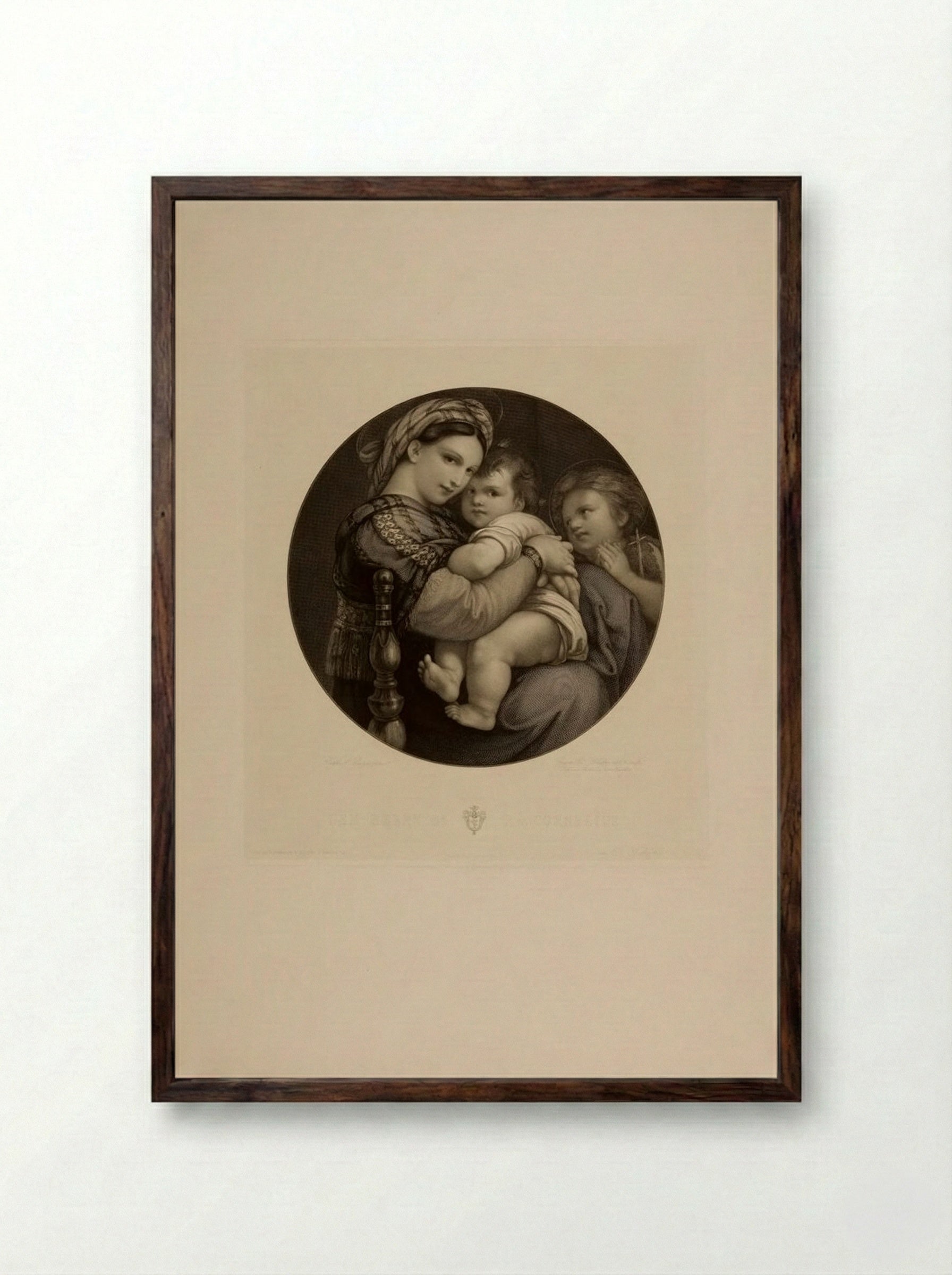 Madonna of the Chair - Eugen Eduard Schäffer - Framed Print Dark Wood