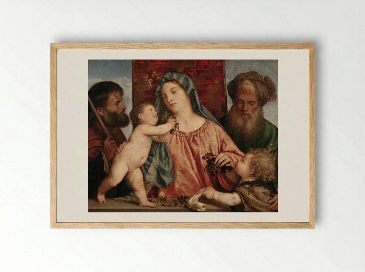 Madonna of the Cherries - Titian - Framed Print Wood